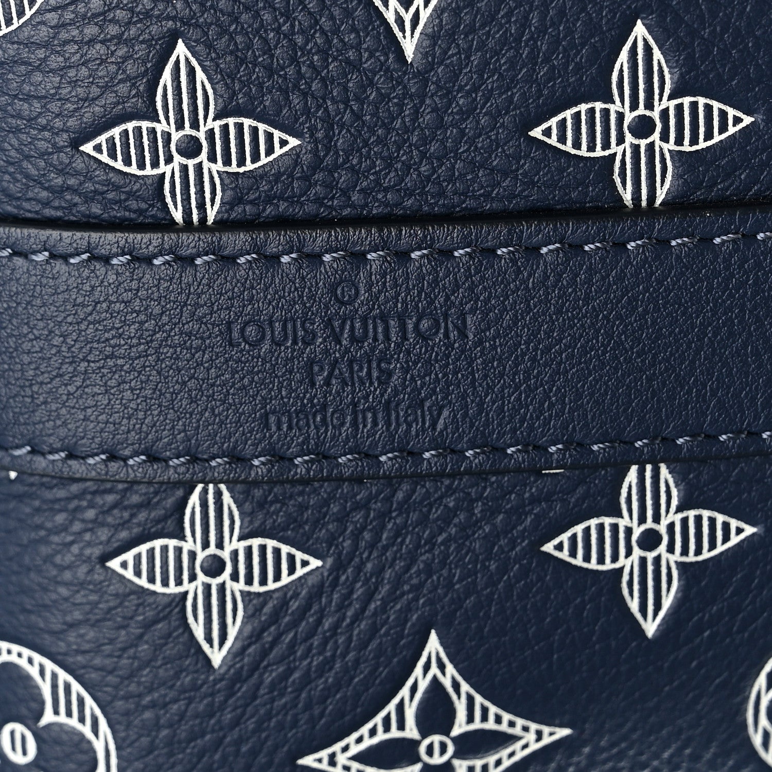 Calfskin Shadow Monogram Keepall Bandouliere 50 Ink Blue White