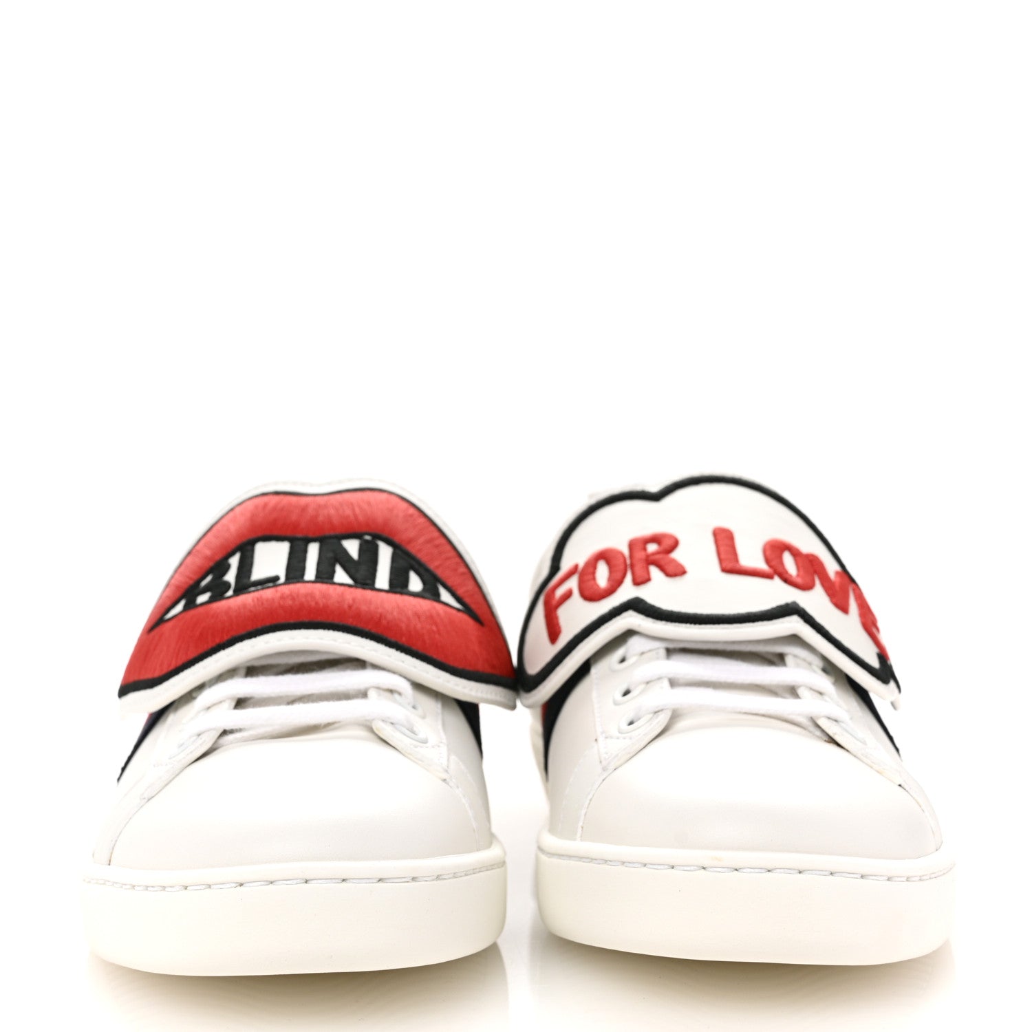 Calfskin Ayers Blind For Love Embroidered Womens Ace Sneakers 36.5 White