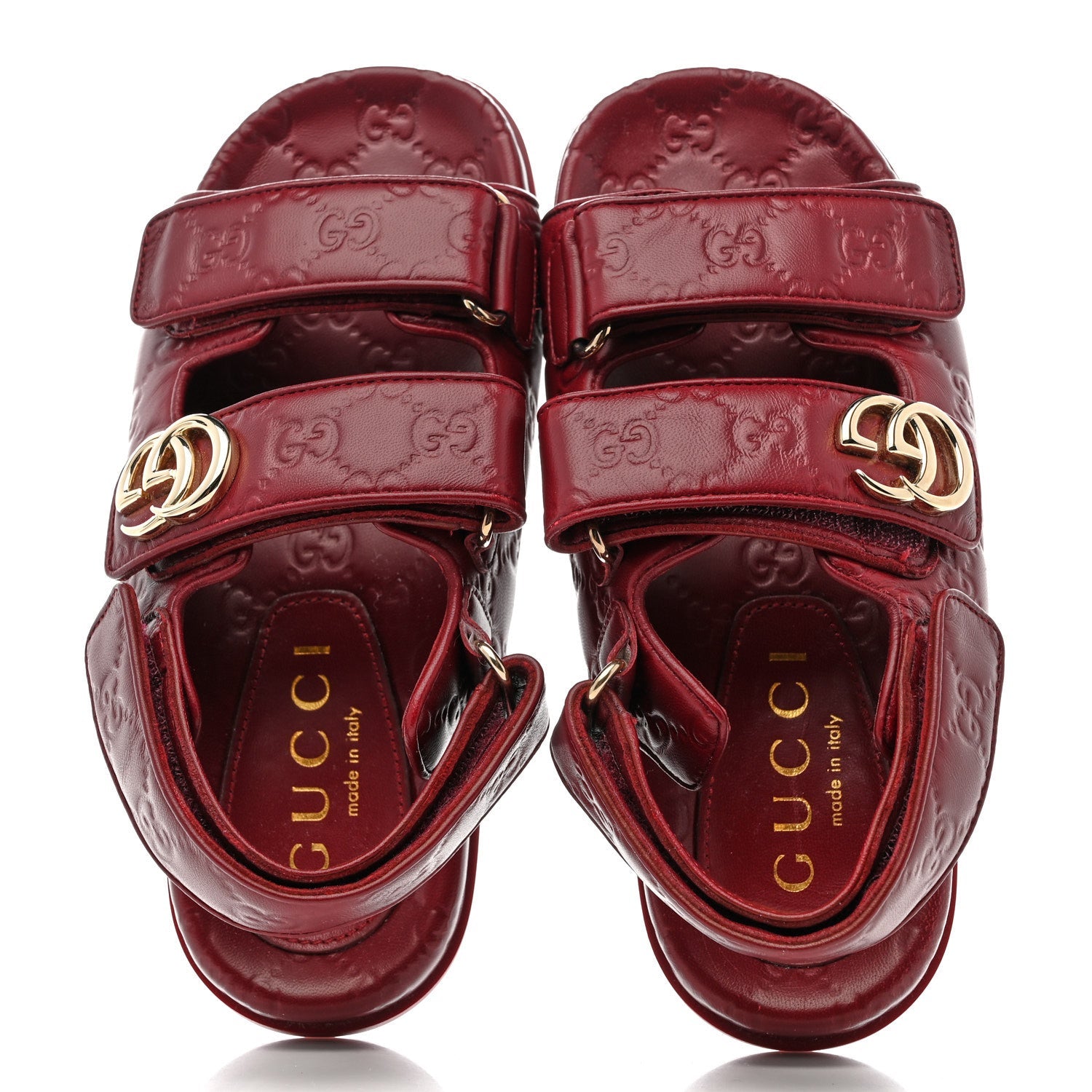 Guccissima GG Embossed Womens Sandals 36 Rosso Ancora