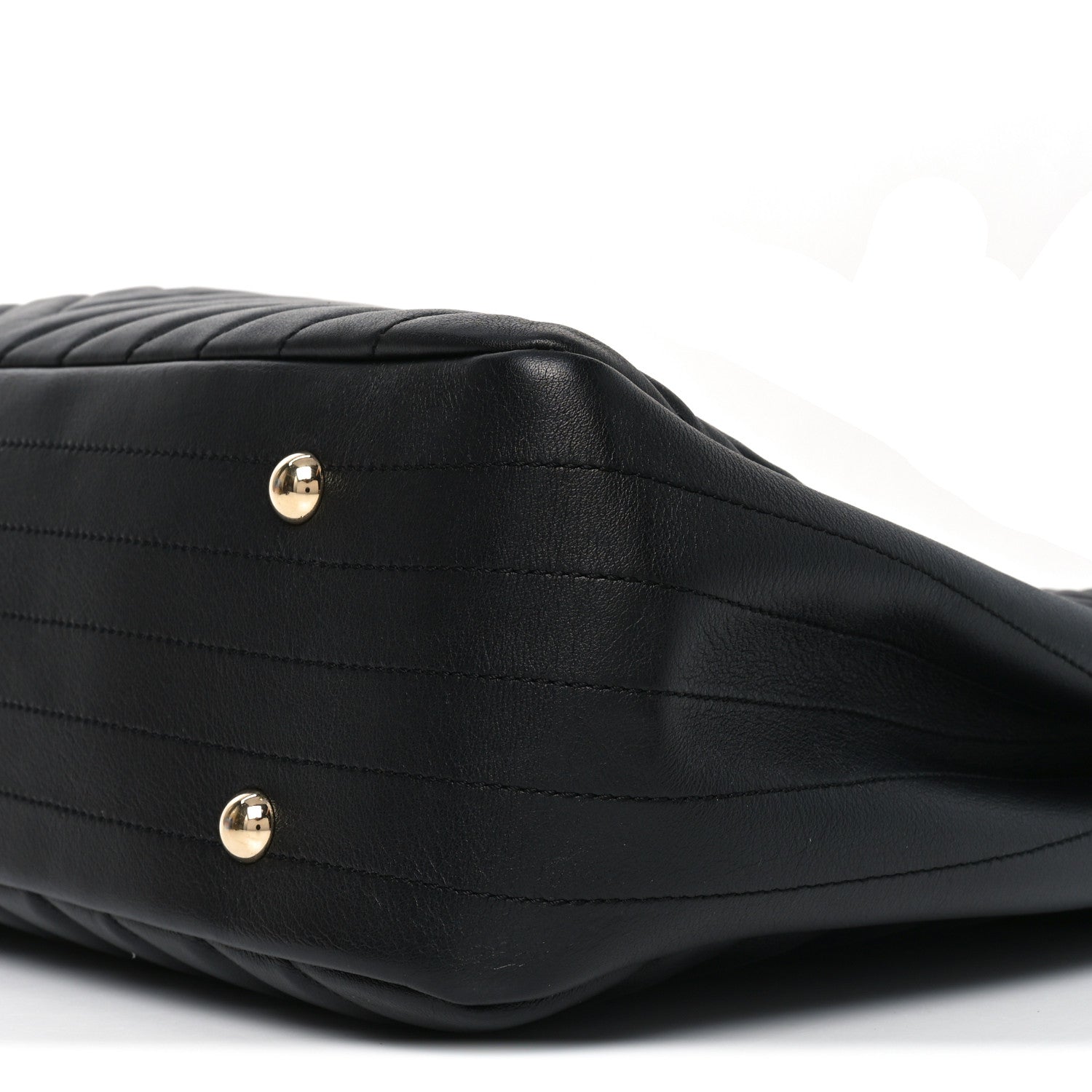 Iridescent Calfskin Chevron Quilted Shopping Tote Black