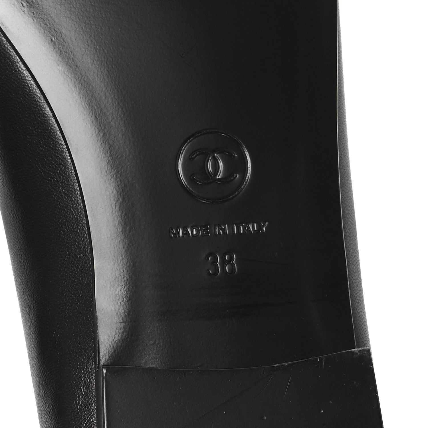 Lambskin Patent Cap Toe Ballerina Flats 38 Black
