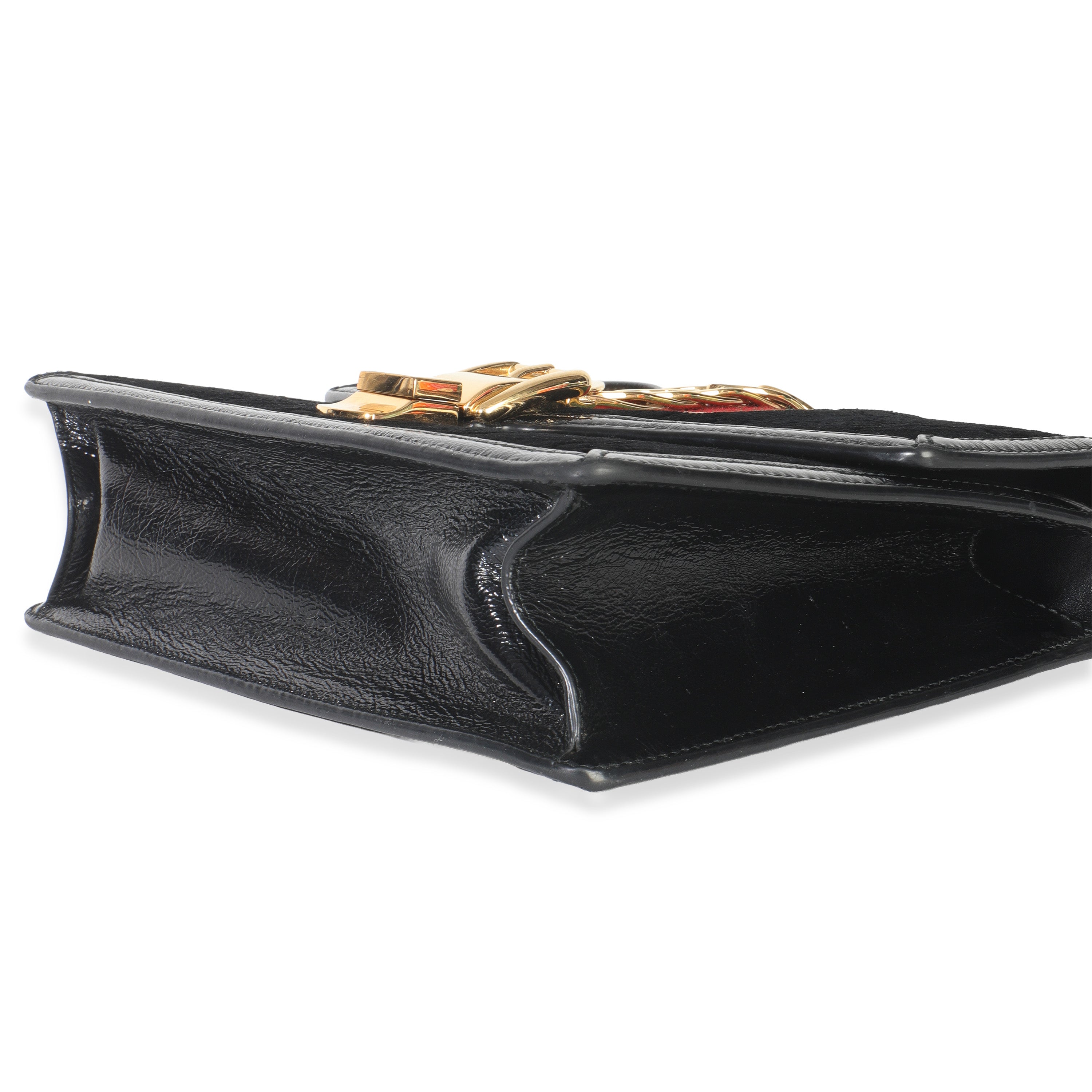 Black GG Velvet Small Sylvie Shoulder Bag