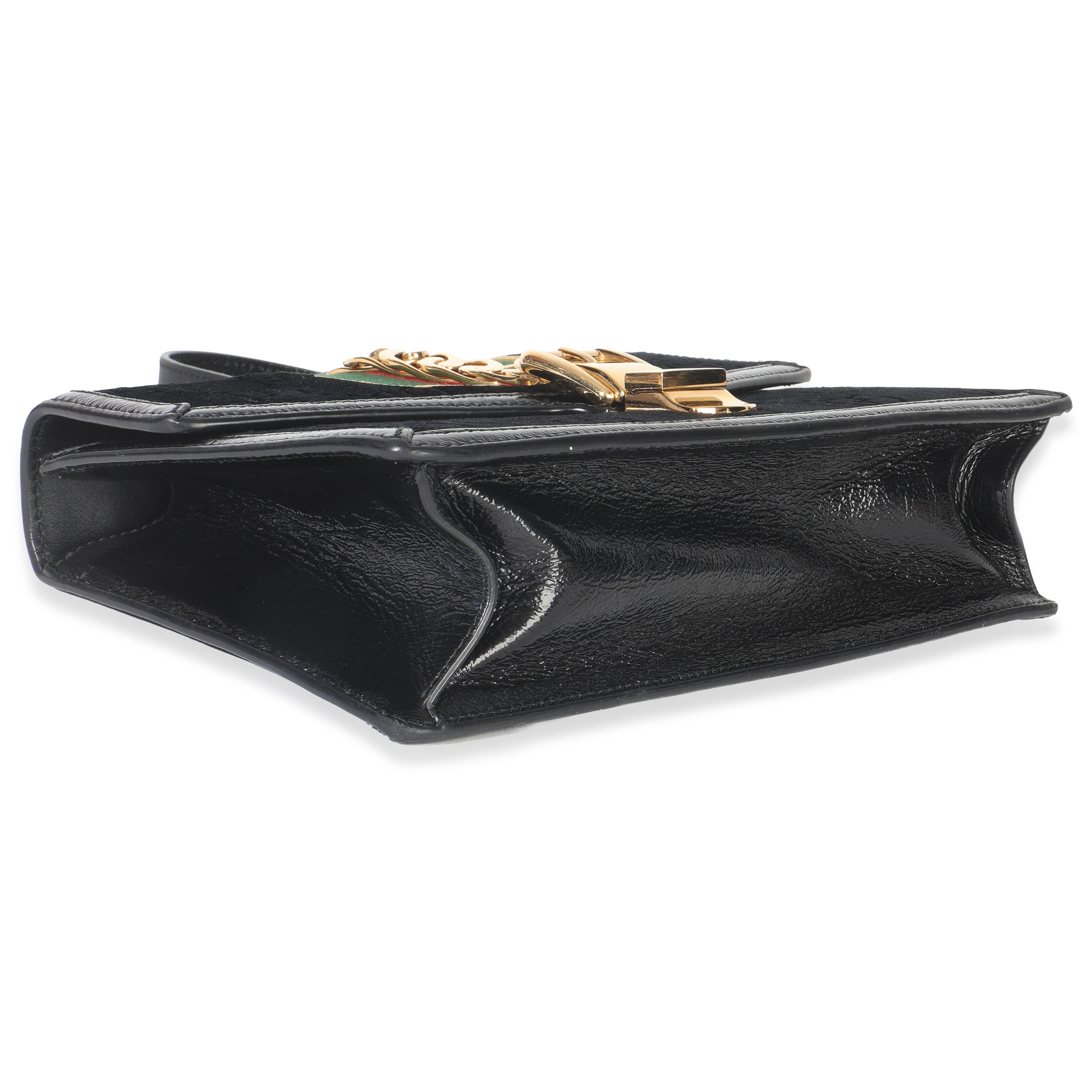 Black GG Velvet Small Sylvie Shoulder Bag