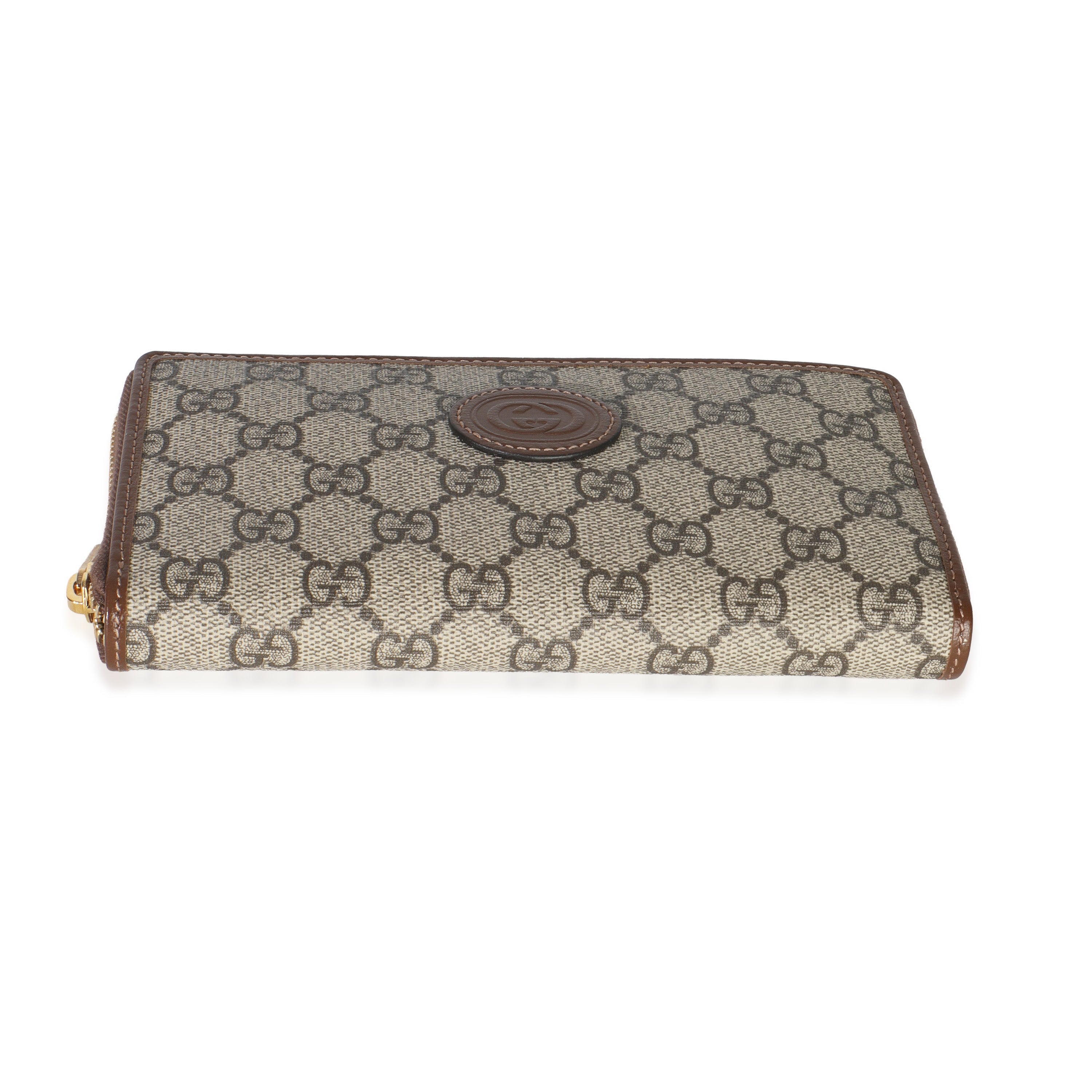Beige Brown GG Supreme Canvas Retro Interlocking G Wallet