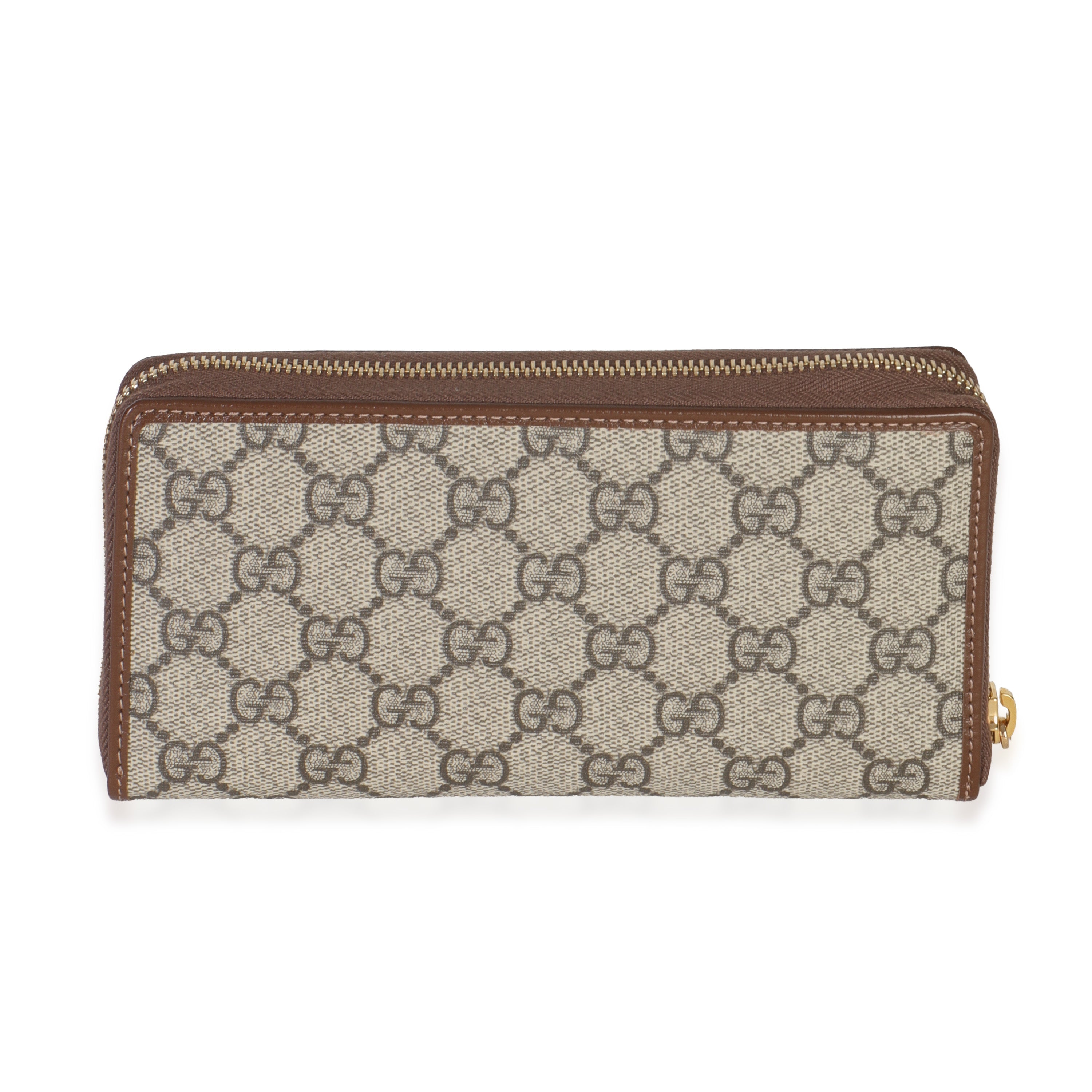 Beige Brown GG Supreme Canvas Retro Interlocking G Wallet
