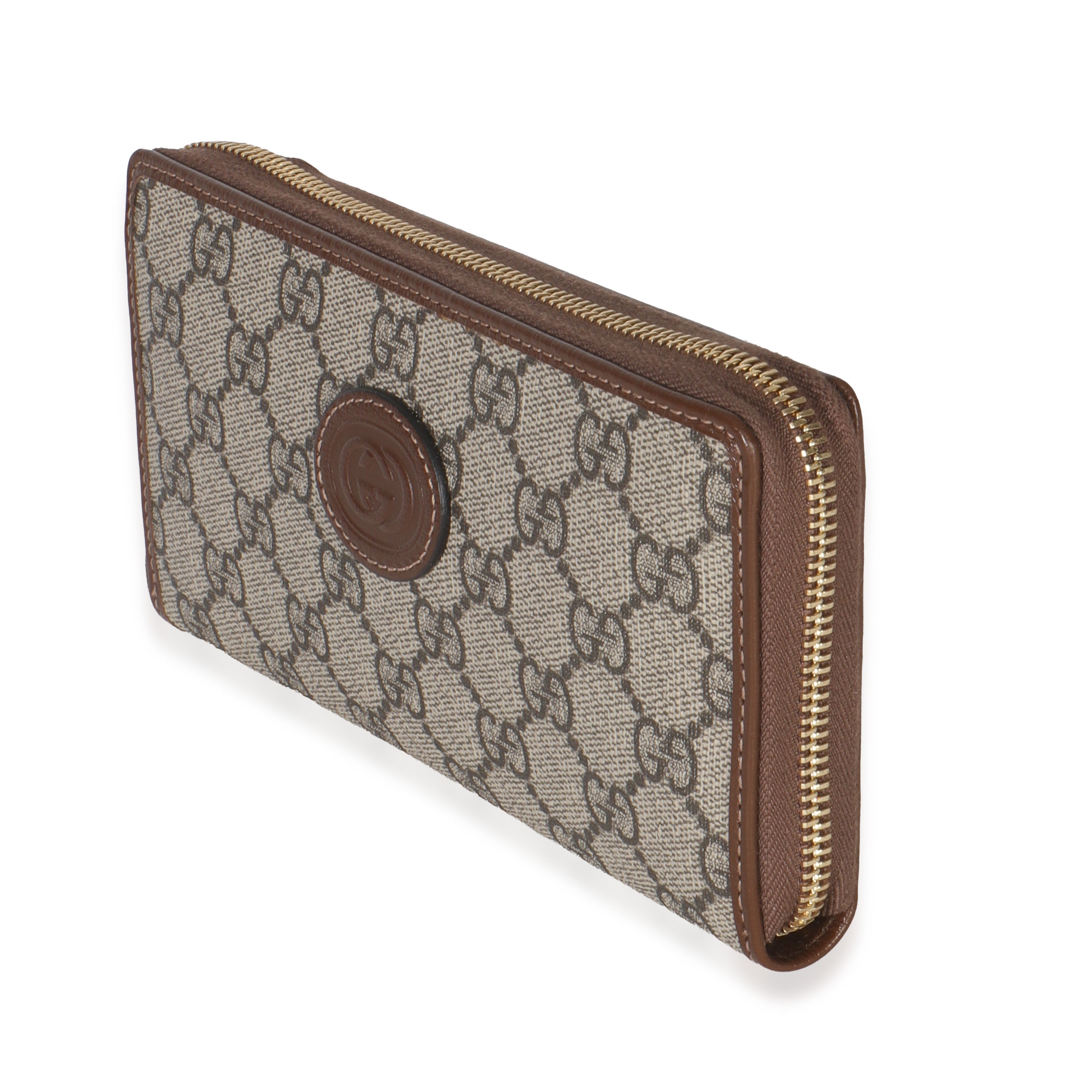 Beige Brown GG Supreme Canvas Retro Interlocking G Wallet