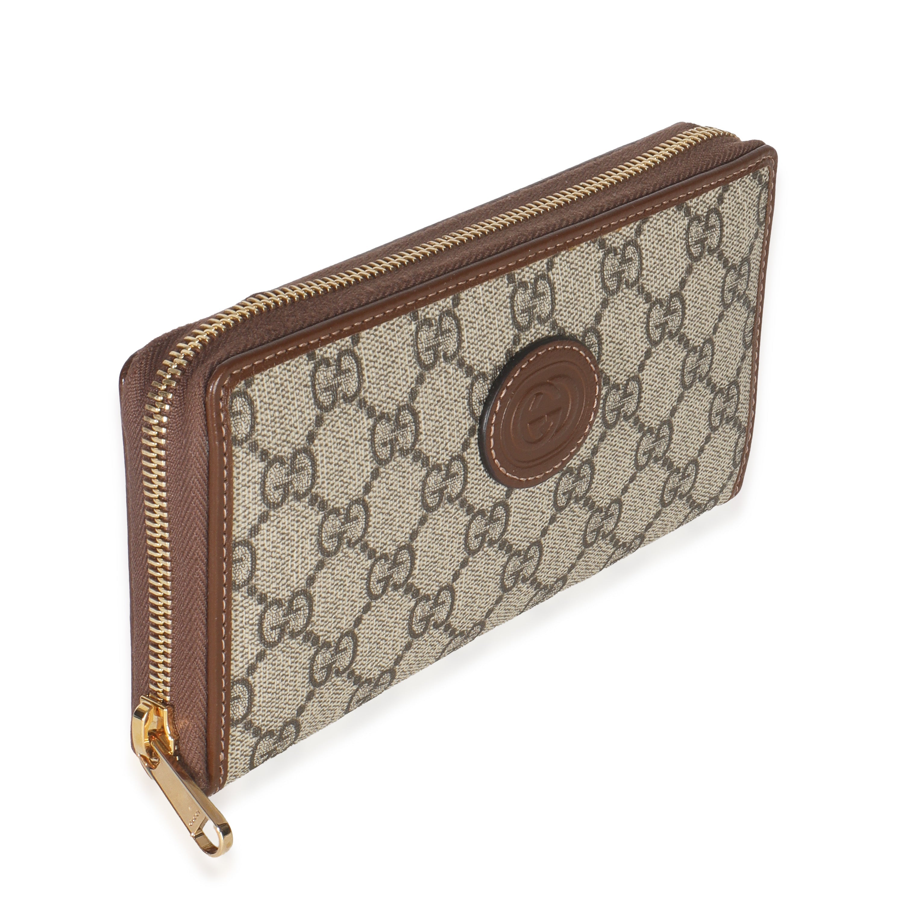 Beige Brown GG Supreme Canvas Retro Interlocking G Wallet