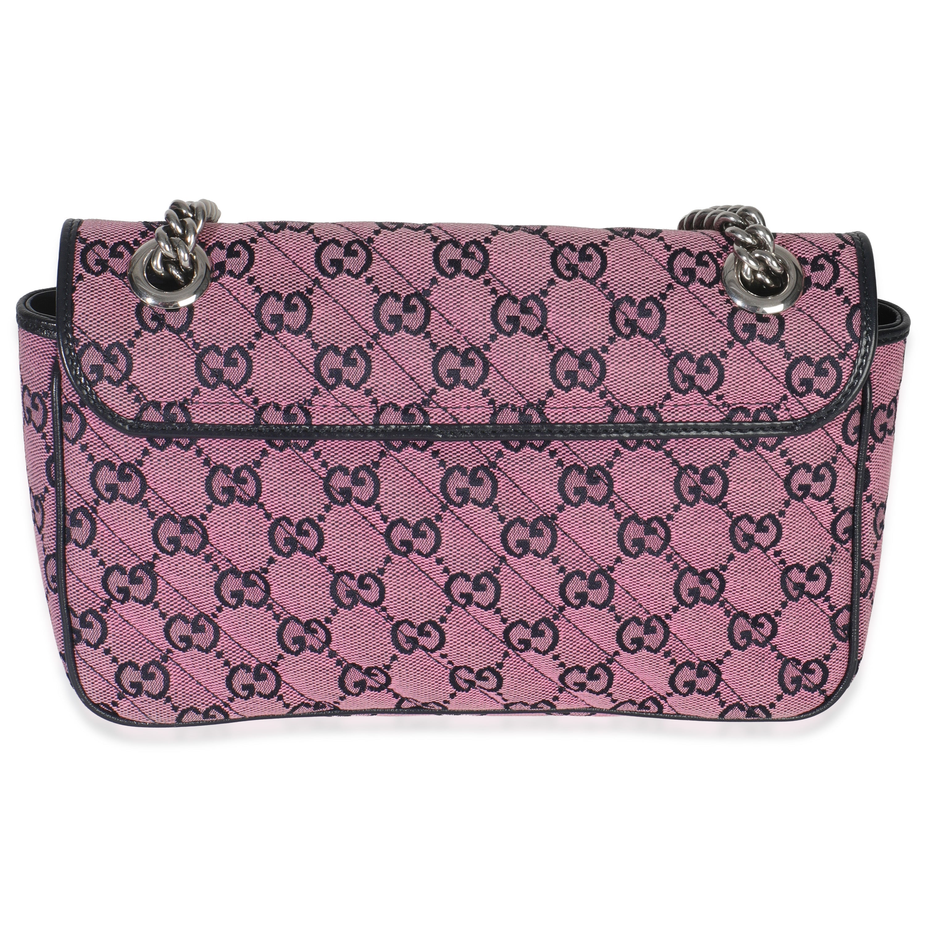 Pink GG Matelasse Diagonal Canvas Small GG Marmont Shoulder Bag
