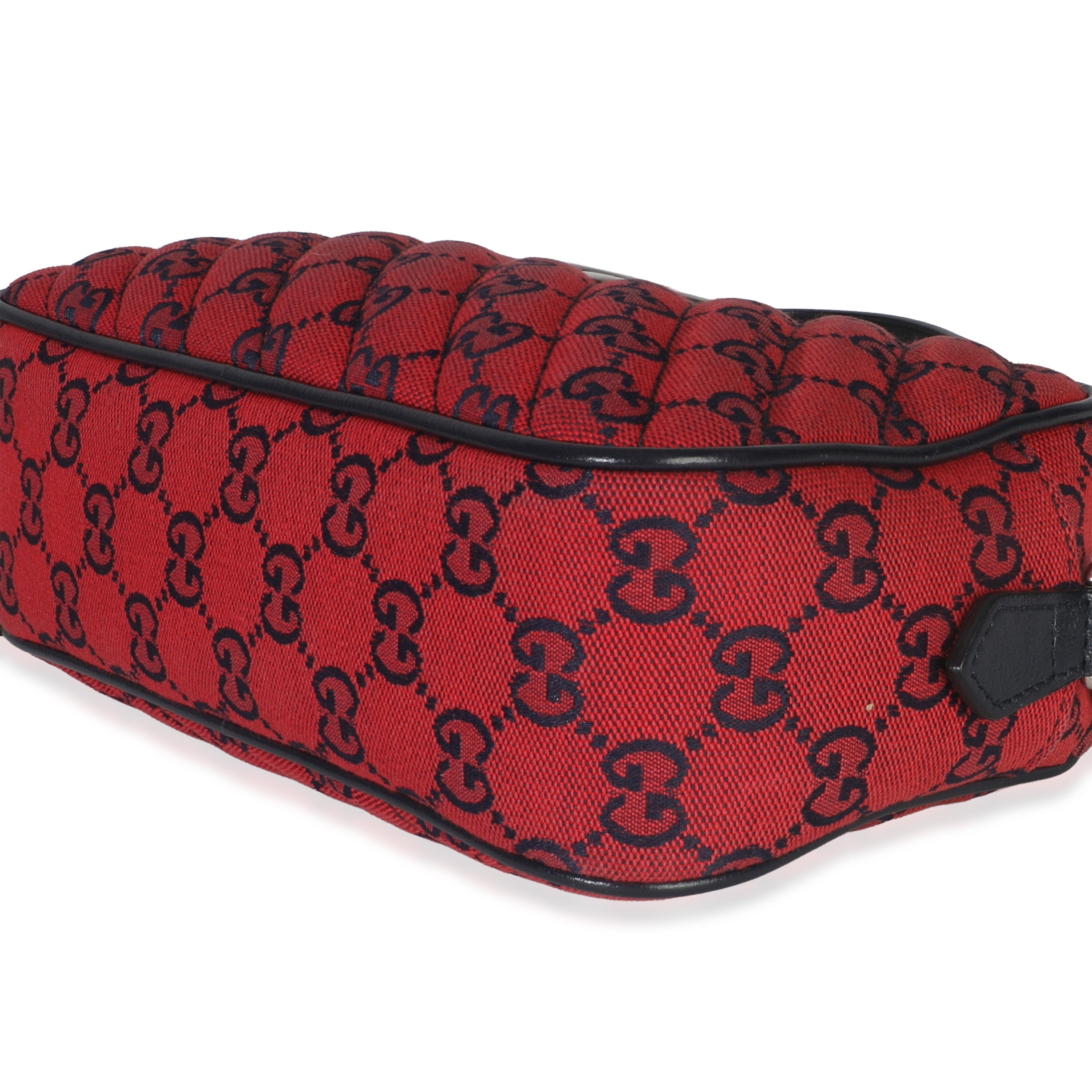 Red GG Diagonal Quilted Canvas Small GG Marmont Camera Bag