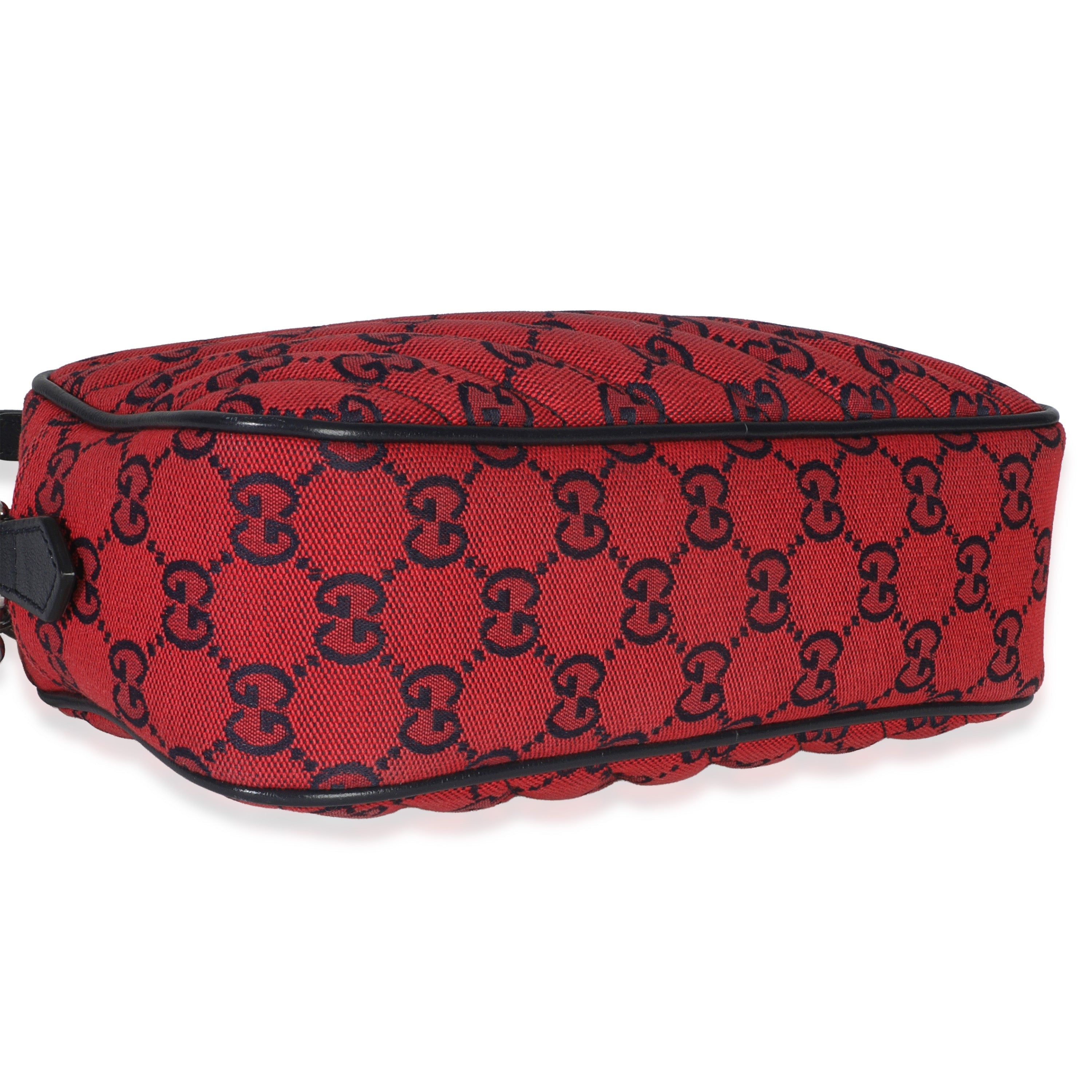 Red GG Diagonal Quilted Canvas Small GG Marmont Camera Bag