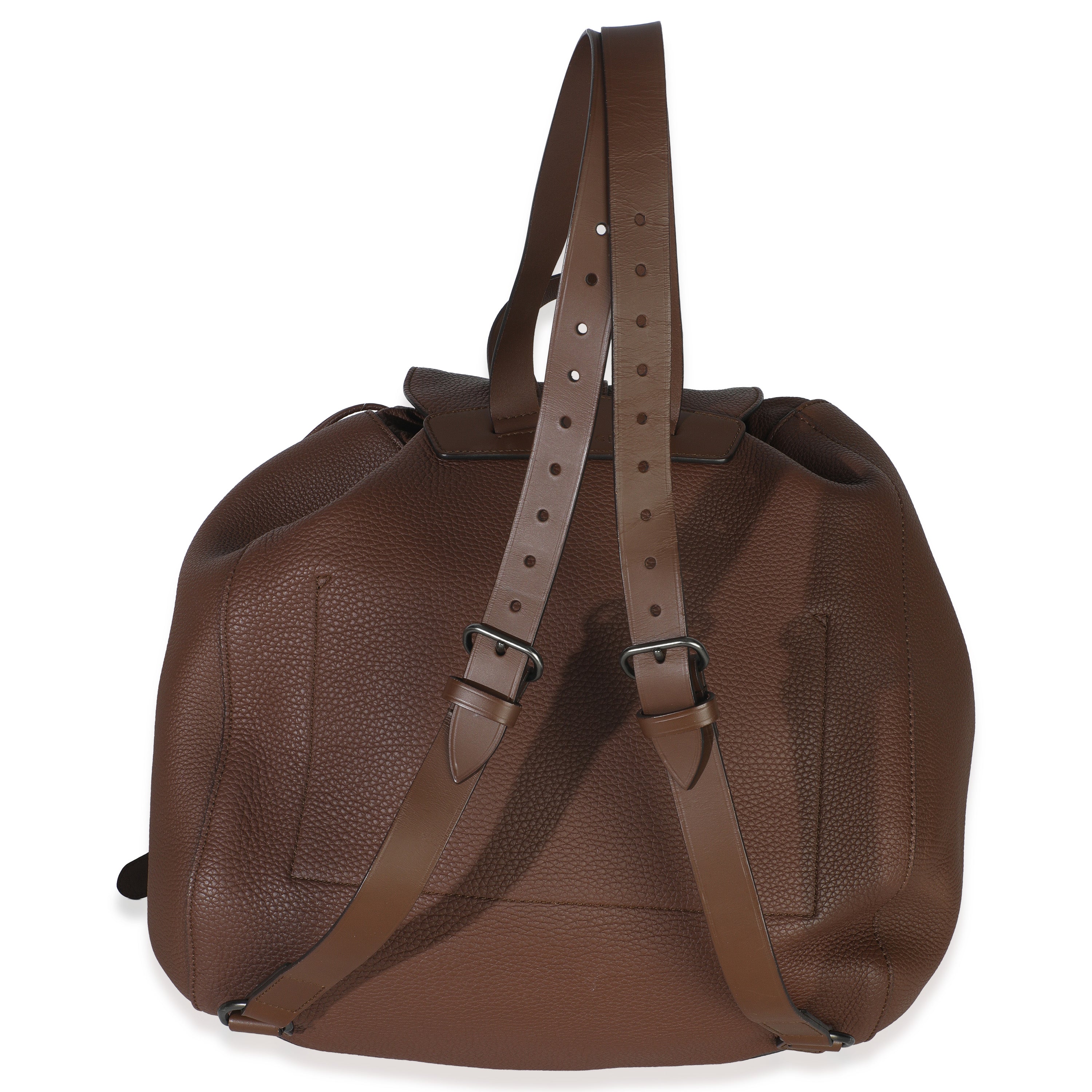 Brown Pebbled Leather Large Grand Prix Backpack