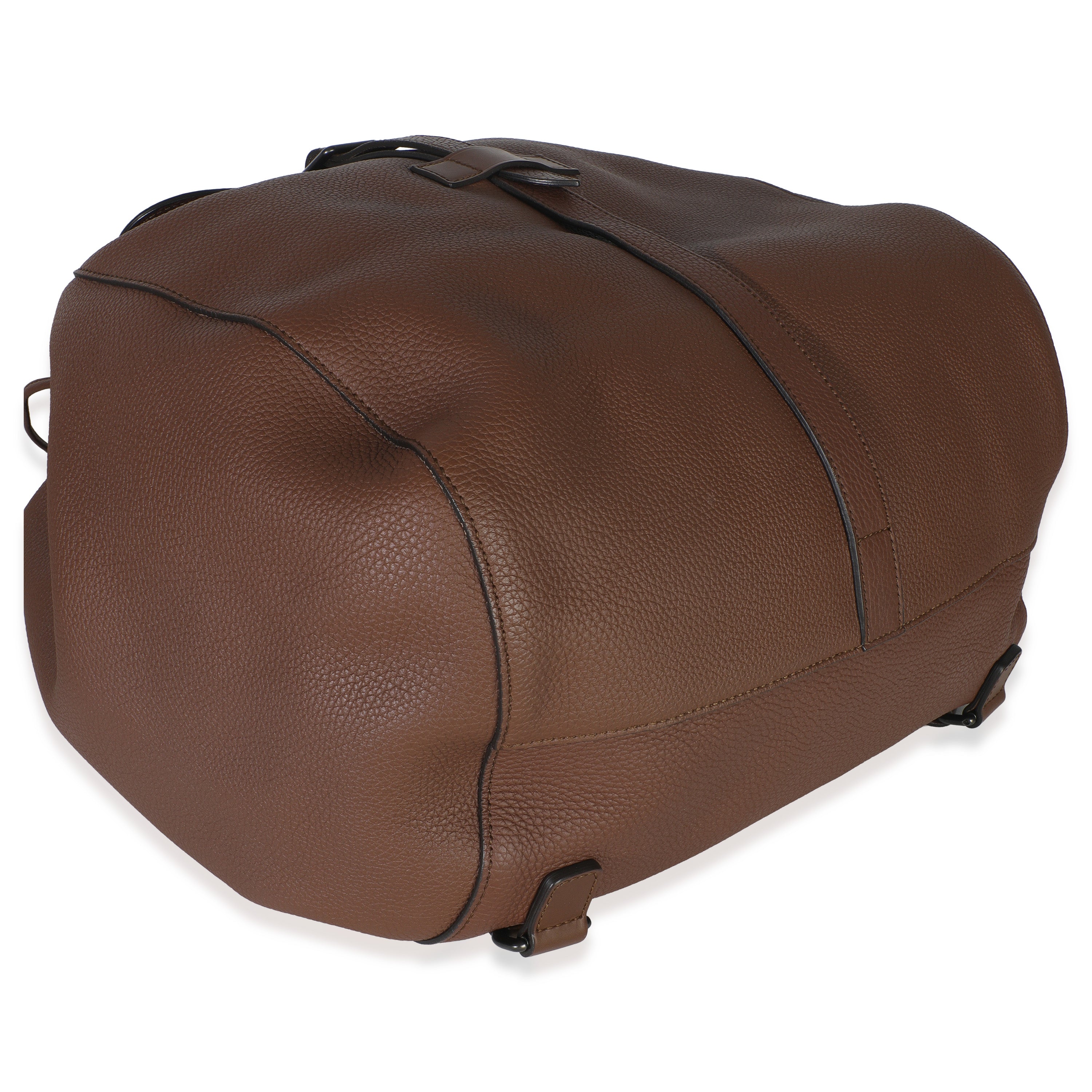Brown Pebbled Leather Large Grand Prix Backpack