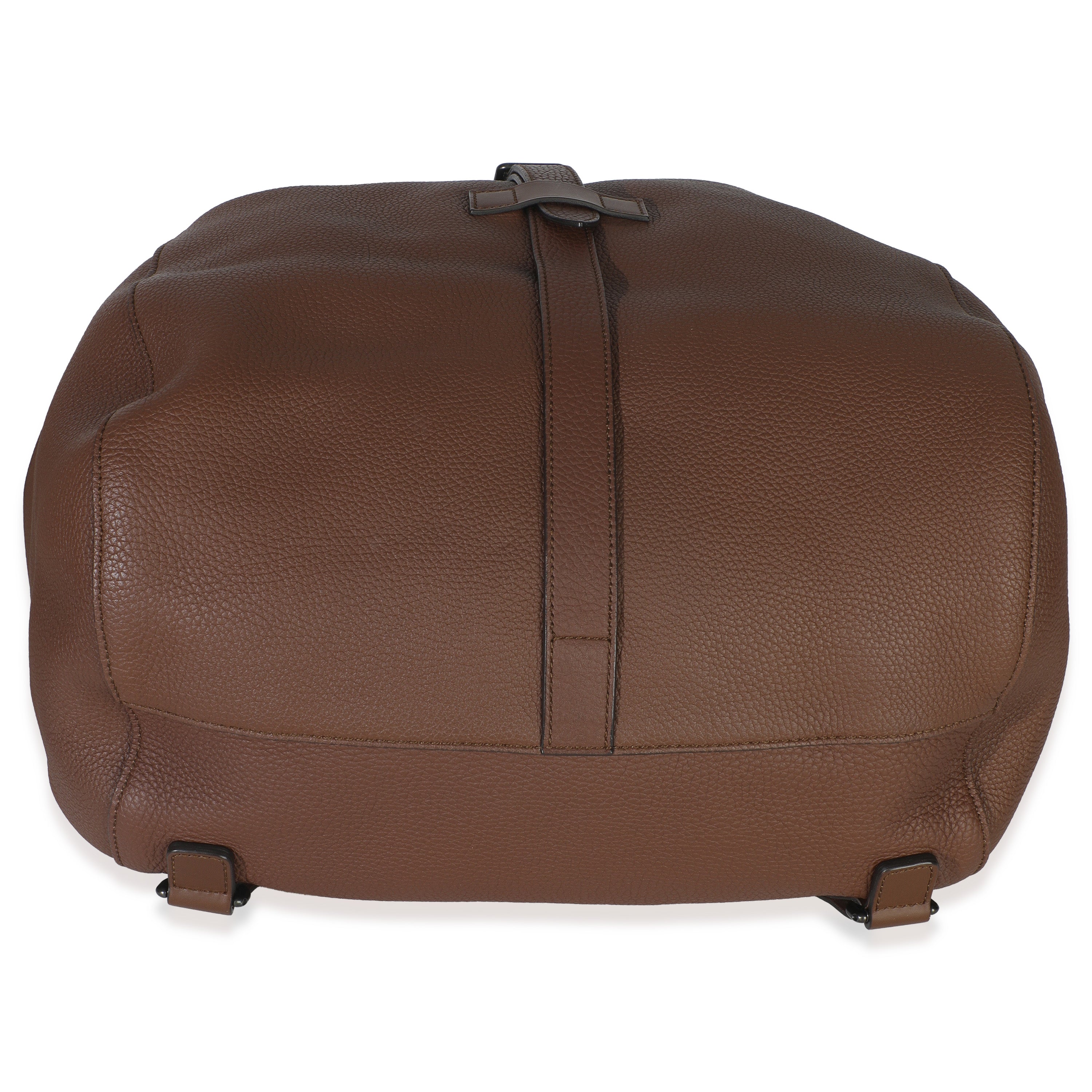 Brown Pebbled Leather Large Grand Prix Backpack