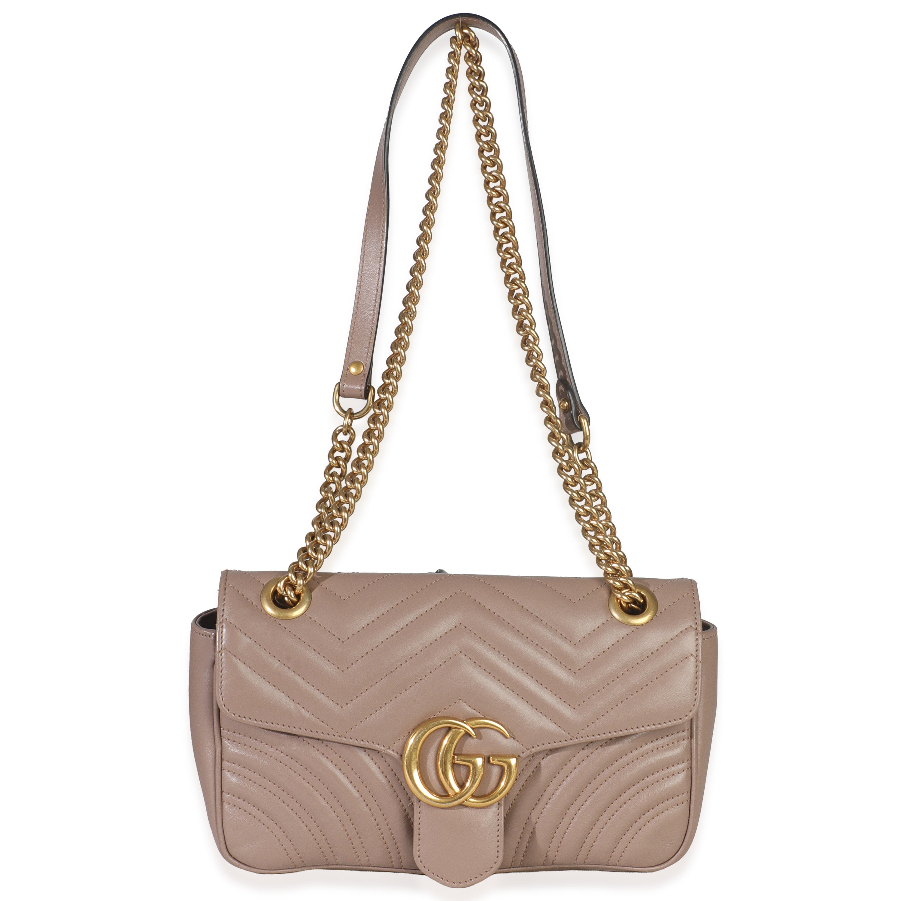 Porcelain Rose Calfskin Matelasse Medium GG Marmont Shoulder Bag