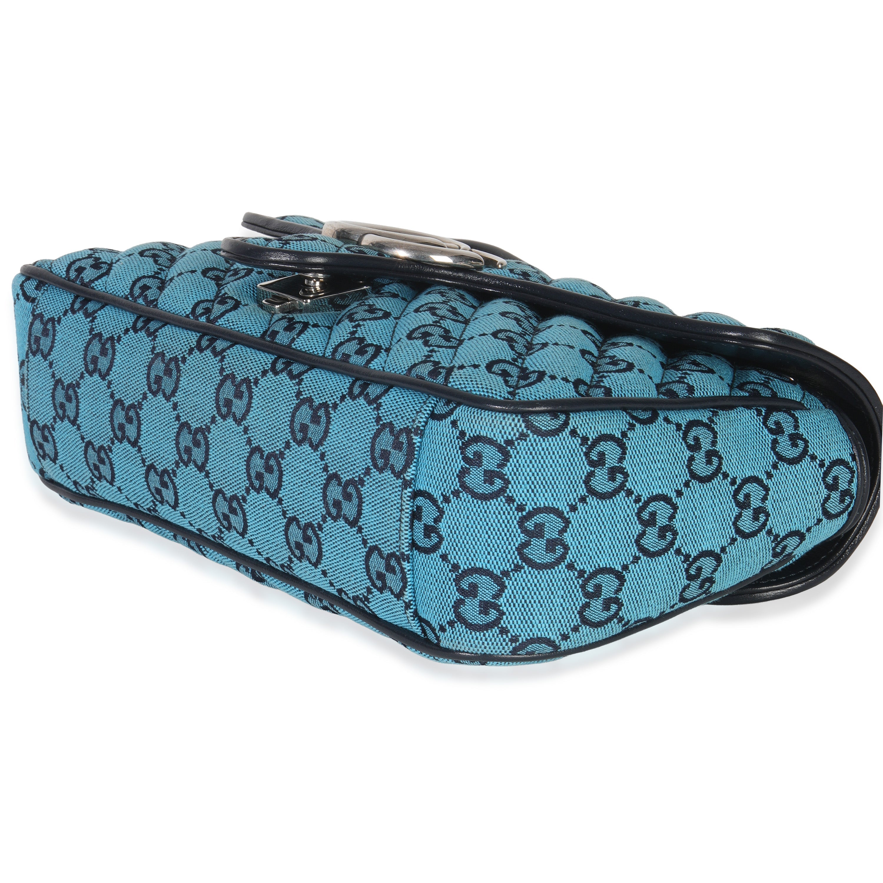 Blue GG Canvas Diagonal Small GG Marmont Bag