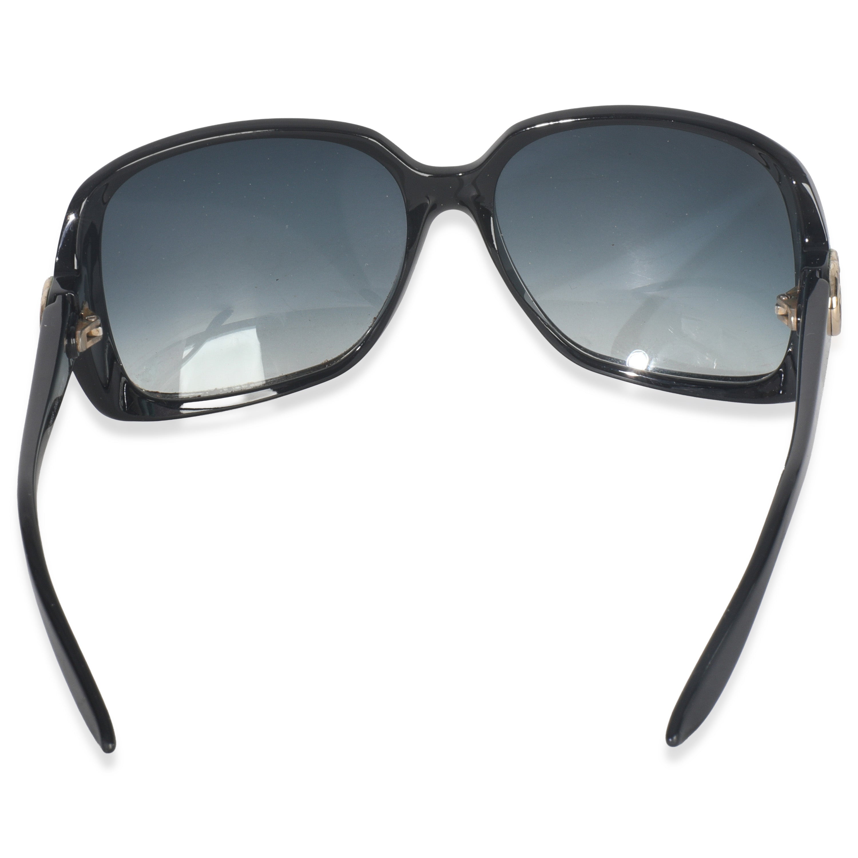 Black Acetate GG Web Oversized Rectangle Lens Sunglasses