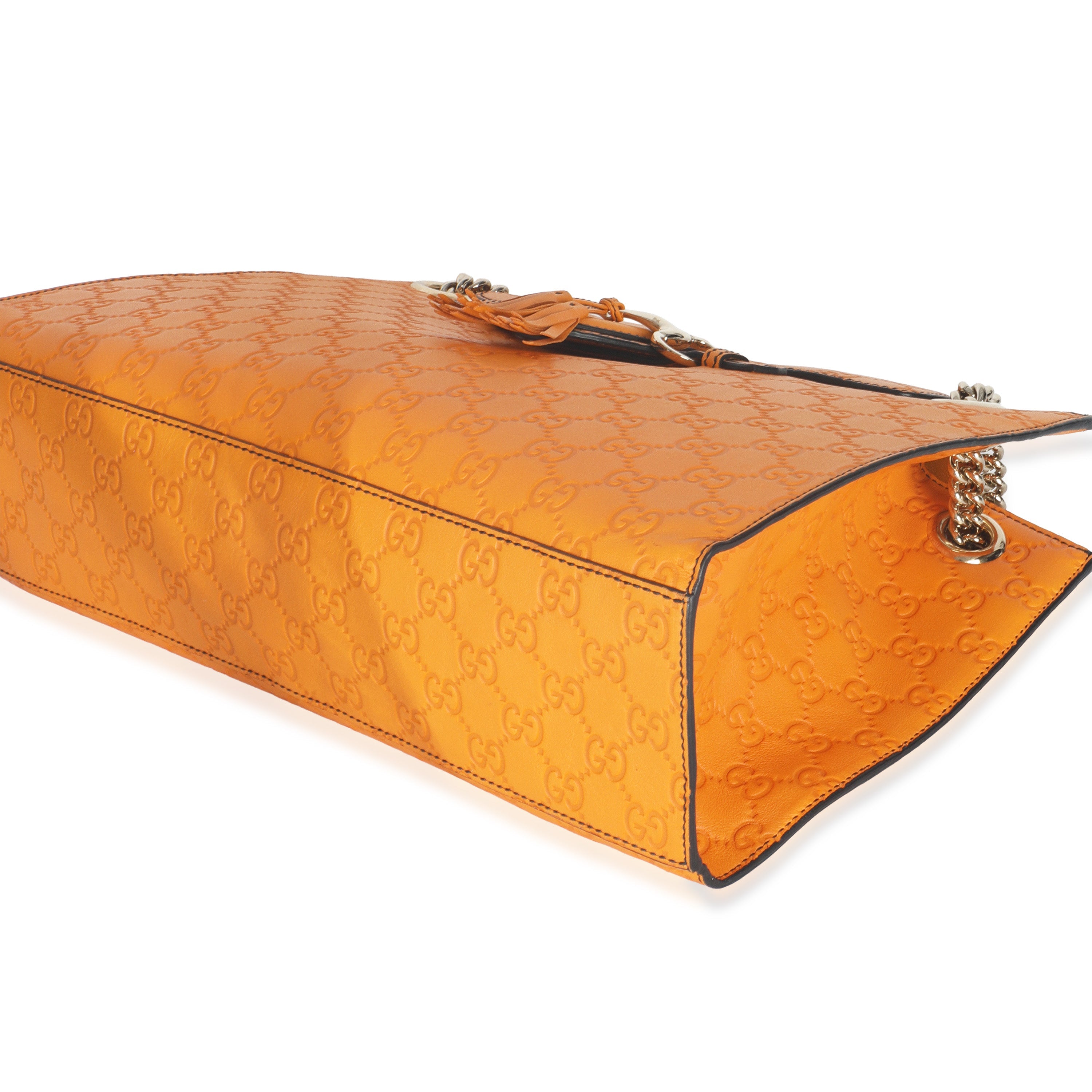 Orange Guccissima Leather Large Emily Chain Shoulder Bag