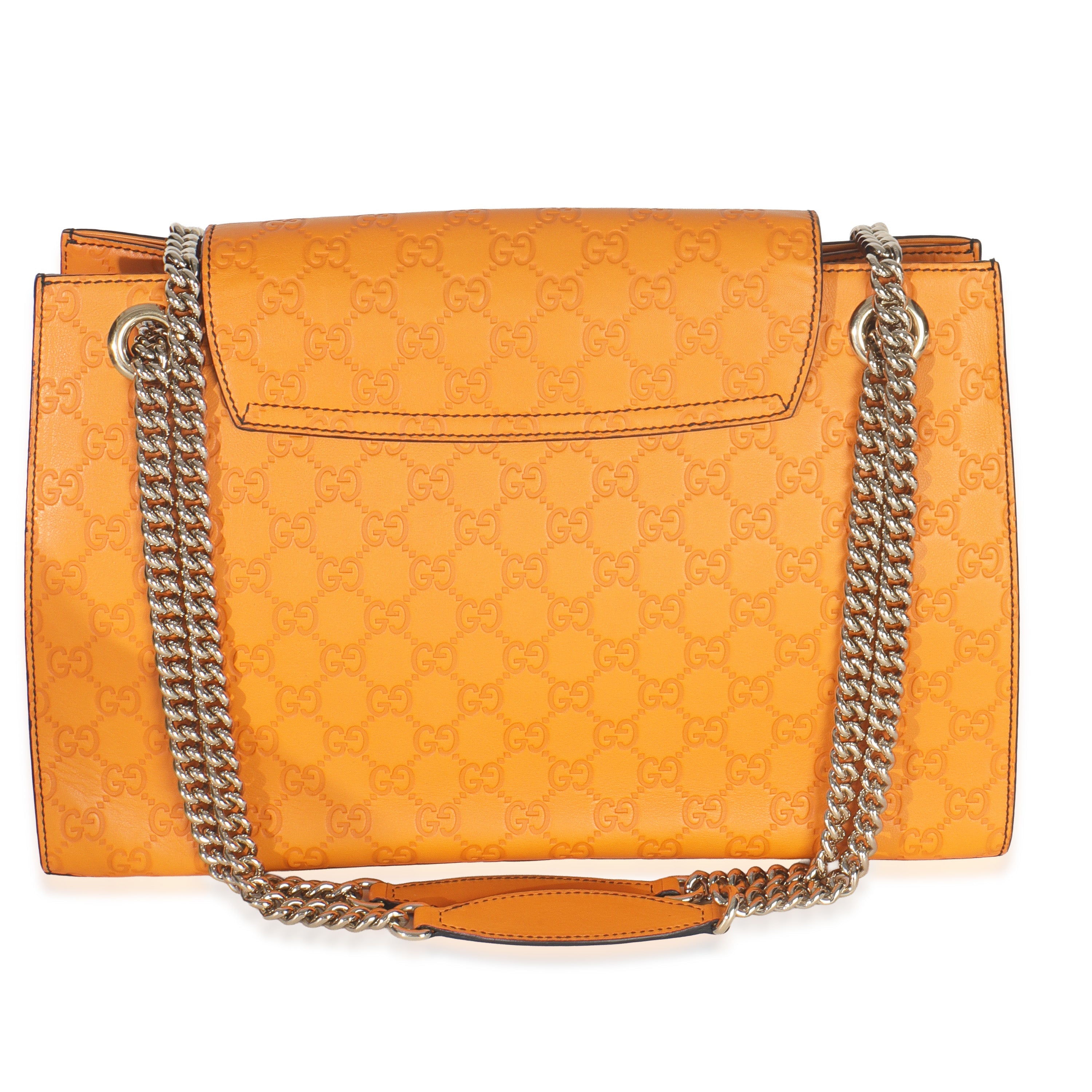 Orange Guccissima Leather Large Emily Chain Shoulder Bag