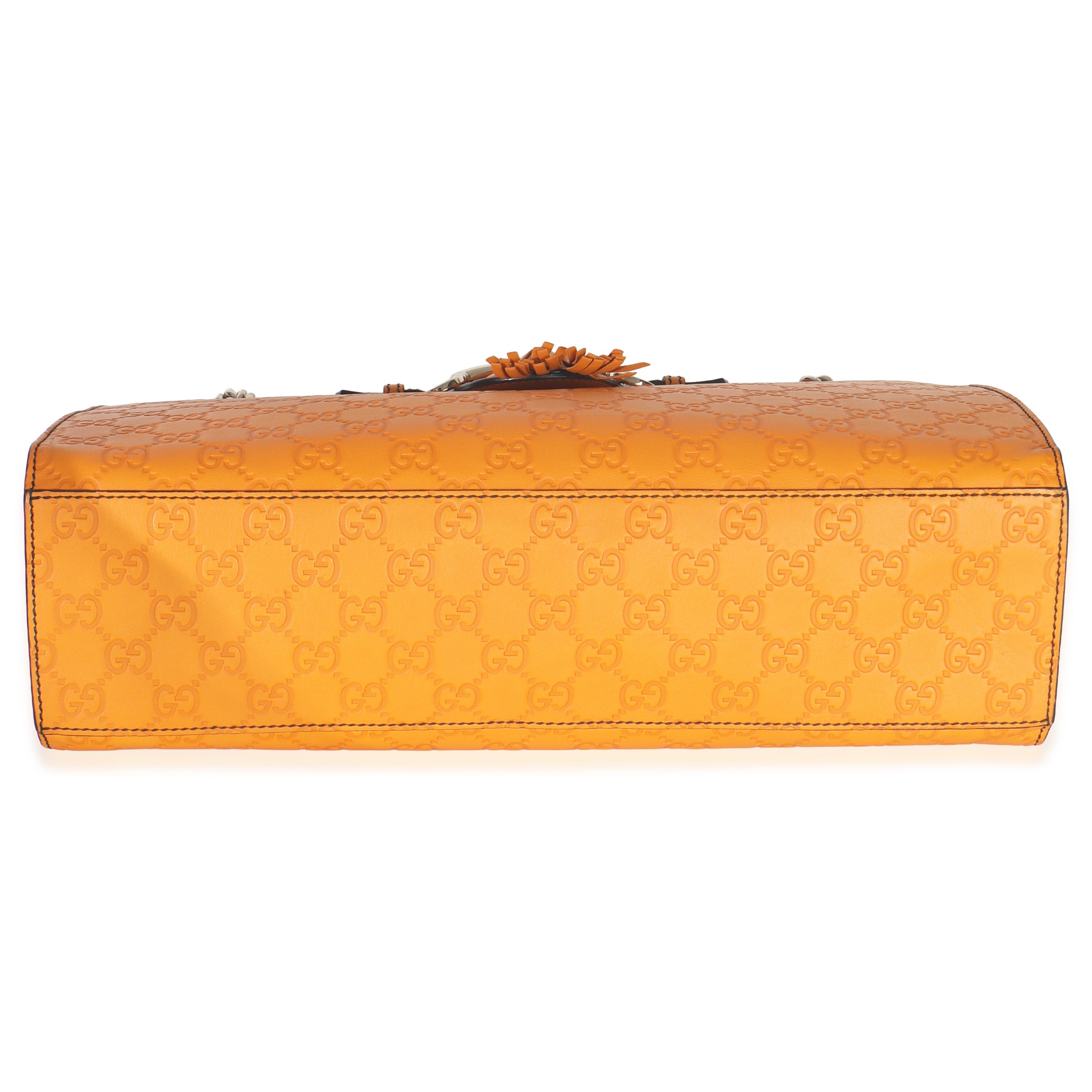 Orange Guccissima Leather Large Emily Chain Shoulder Bag