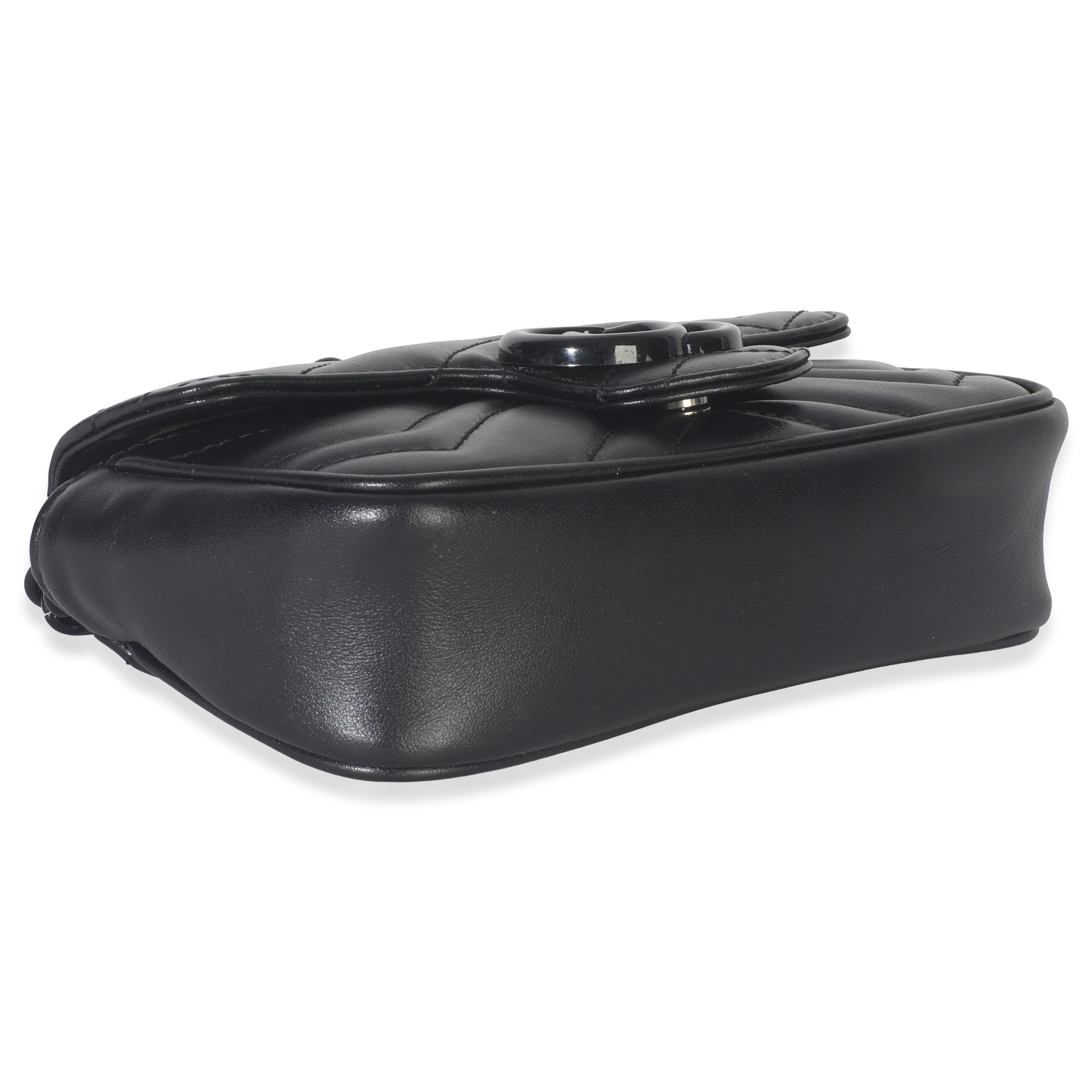 Black Matelasse Calfskin Monochrome GG Marmont Chain Belt Bag