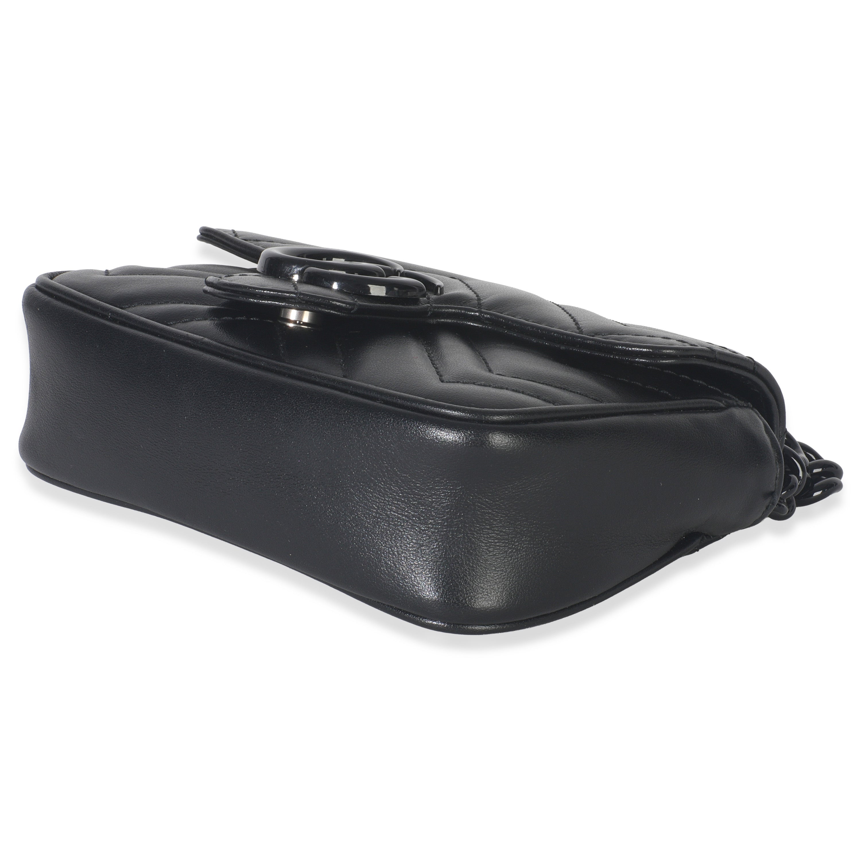 Black Matelasse Calfskin Monochrome GG Marmont Chain Belt Bag