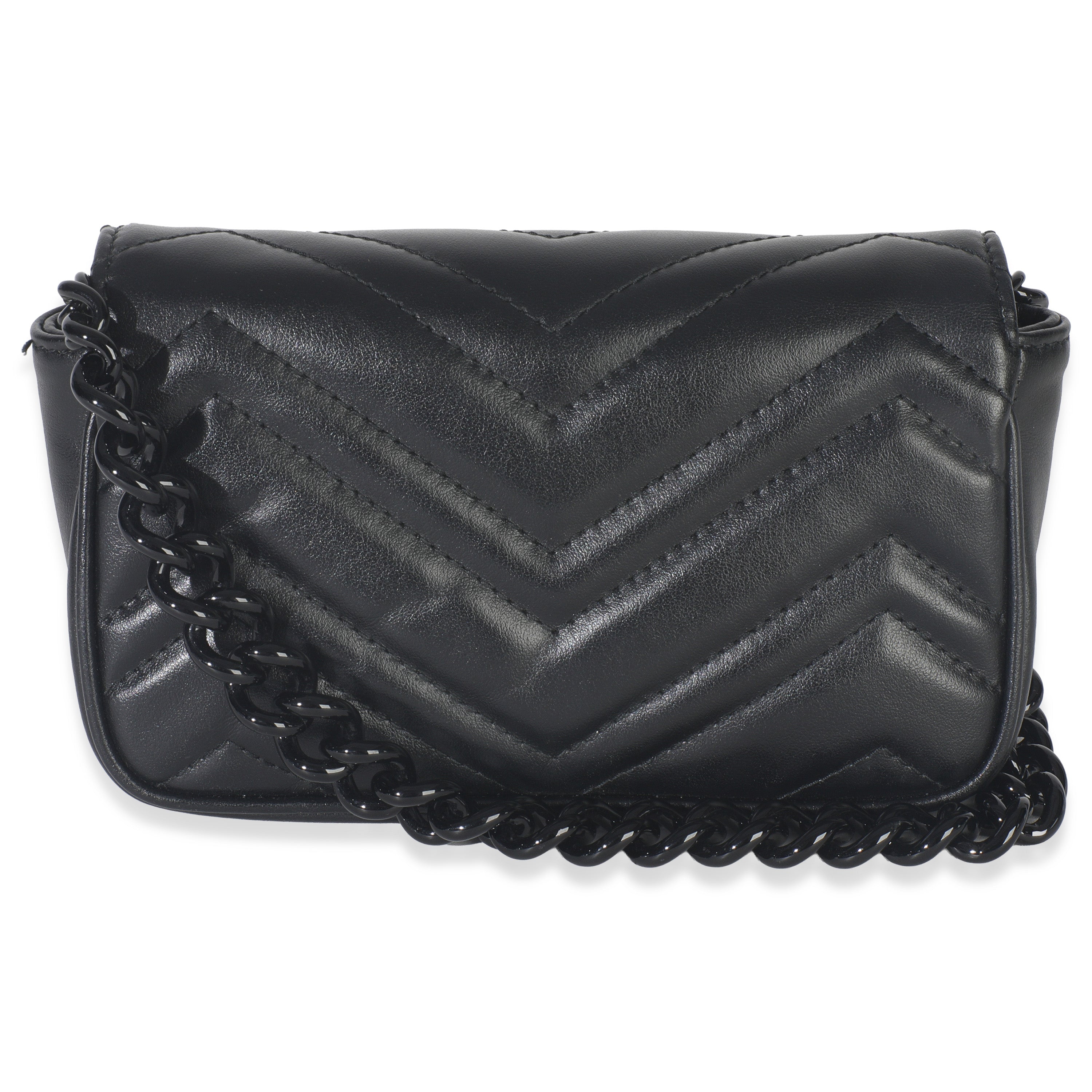 Black Matelasse Calfskin Monochrome GG Marmont Chain Belt Bag