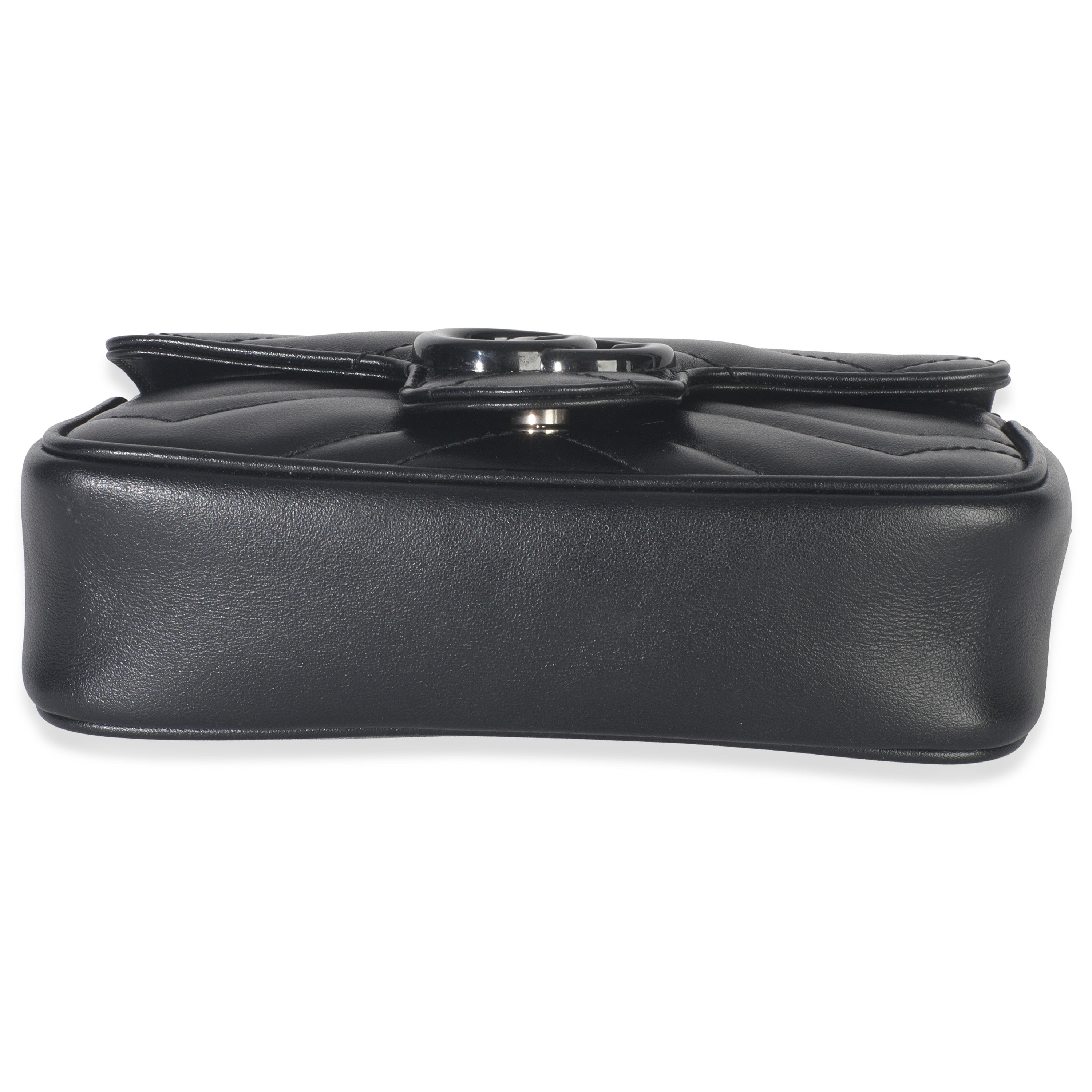 Black Matelasse Calfskin Monochrome GG Marmont Chain Belt Bag