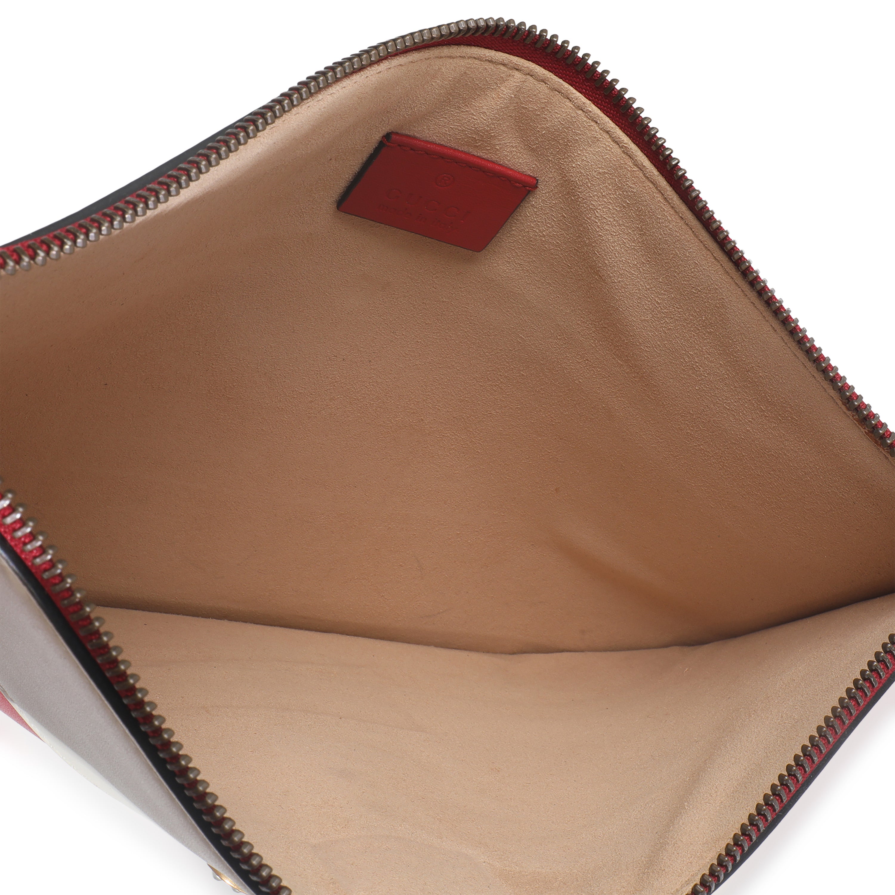 Red Navy Cream Calfskin Queen Margaret Flat Pouch