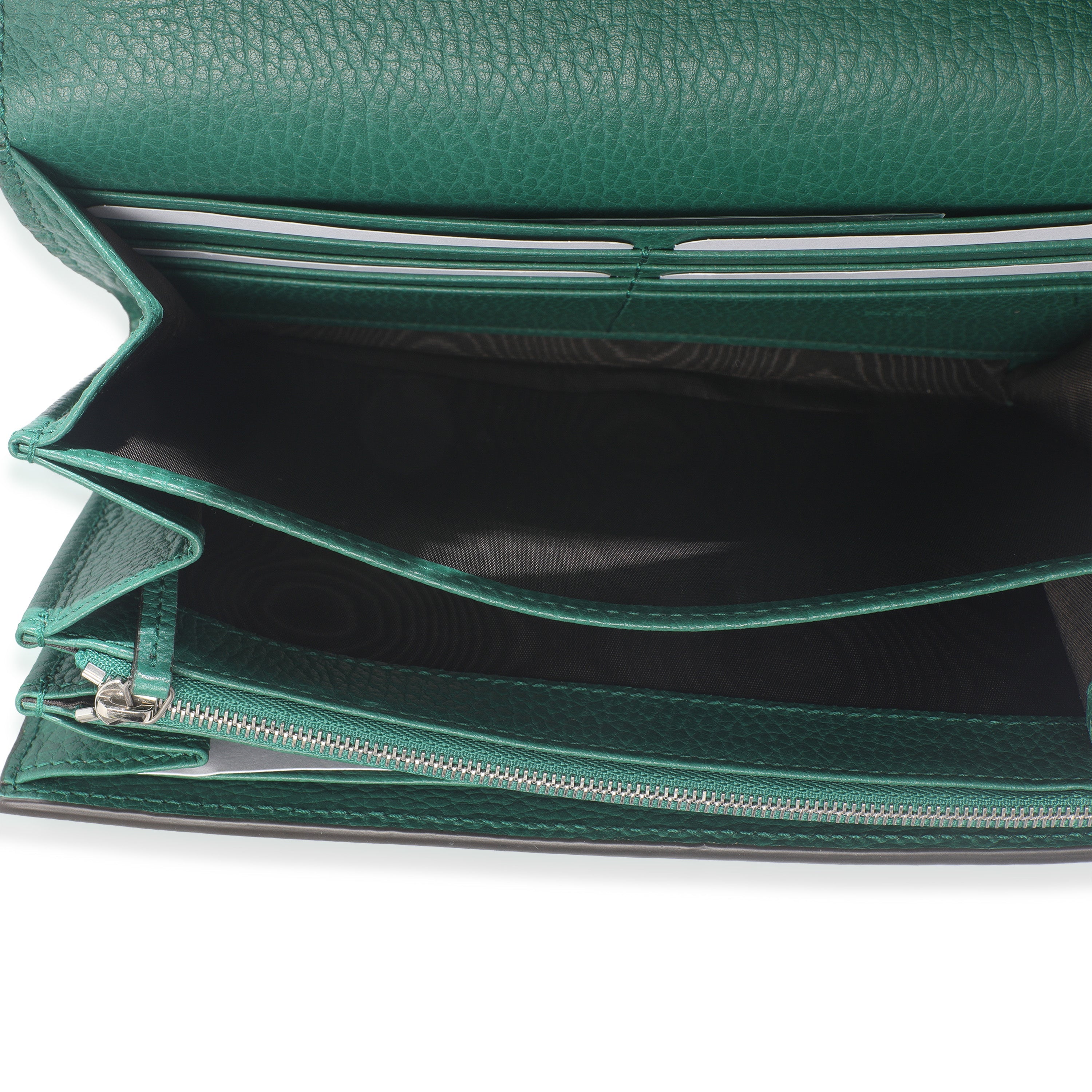 Emerald Pebbled Calfskin Dionysus Chain Wallet