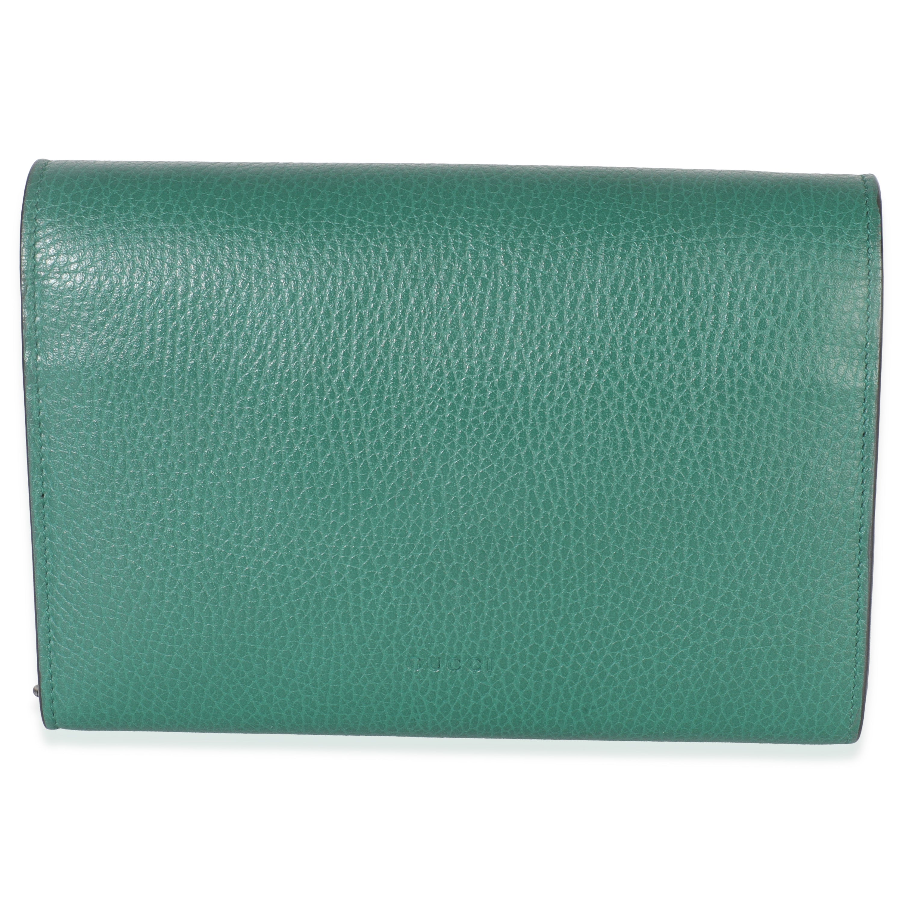 Emerald Pebbled Calfskin Dionysus Chain Wallet