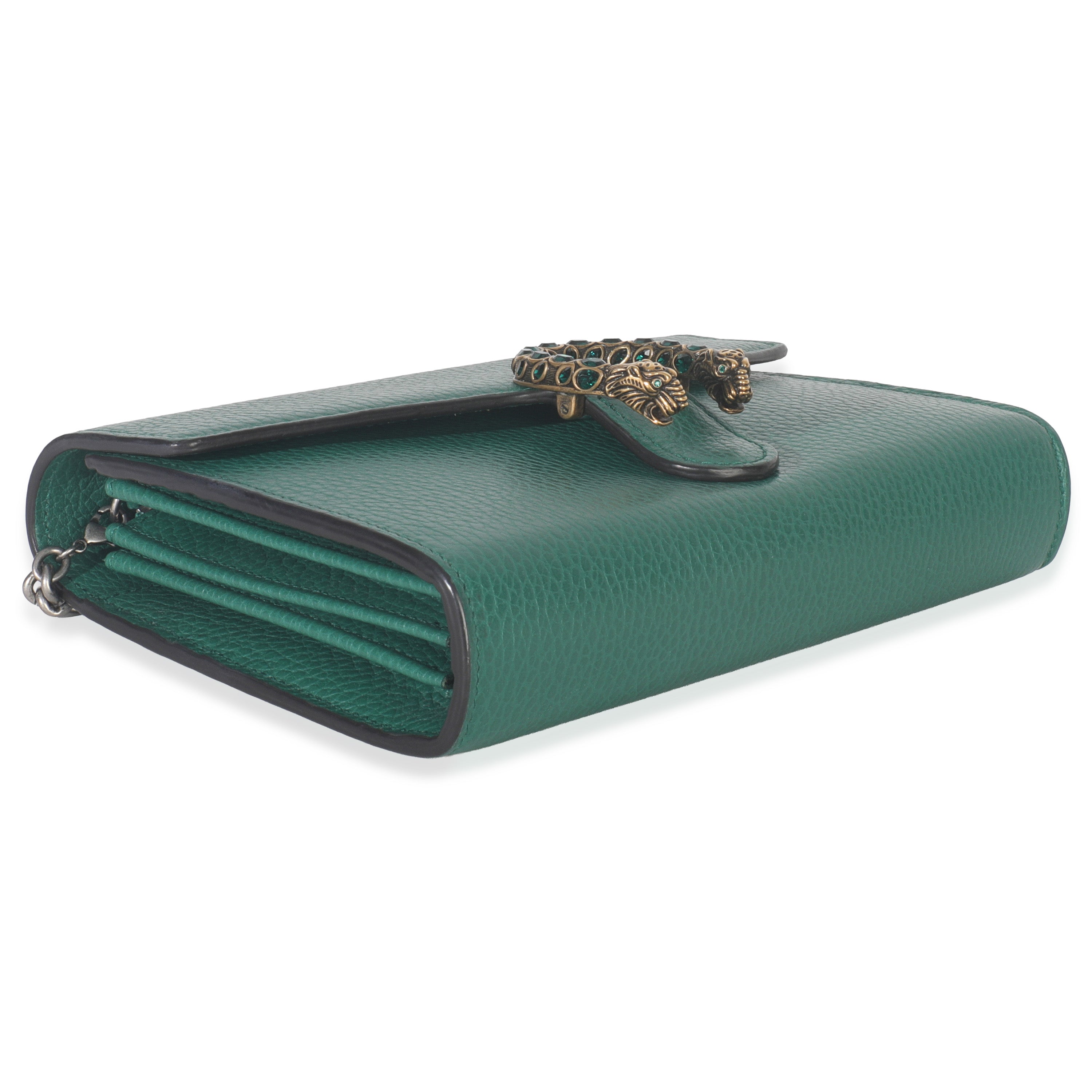 Emerald Pebbled Calfskin Dionysus Chain Wallet