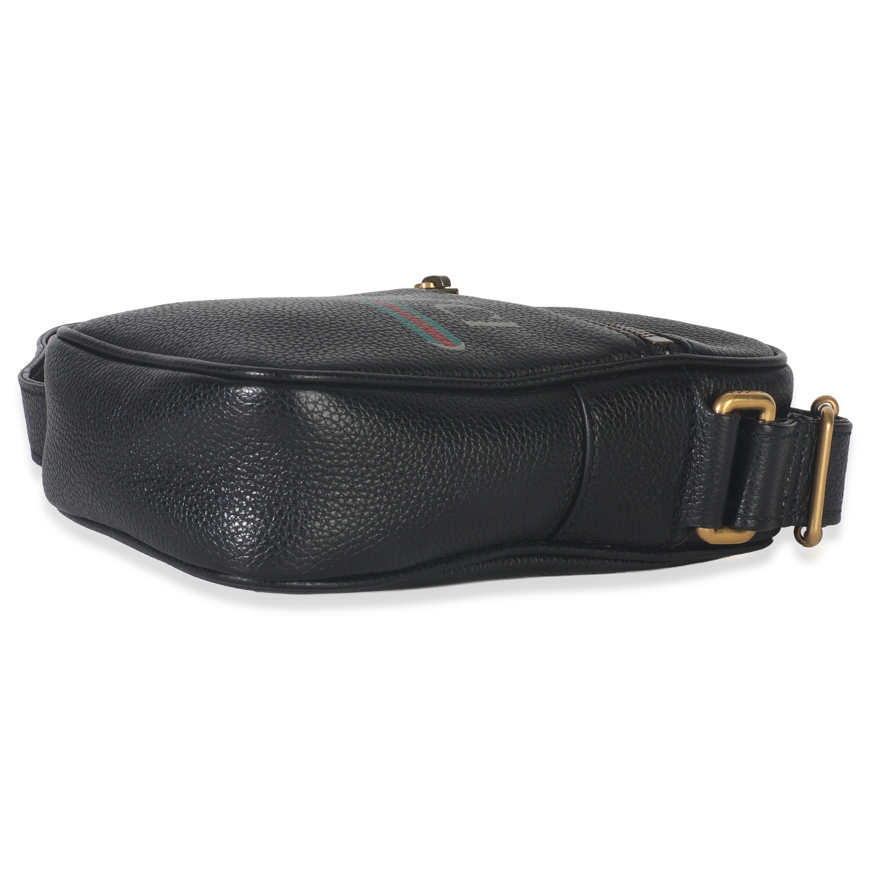 Black Pebbled Calfskin Vintage Logo Messenger Bag
