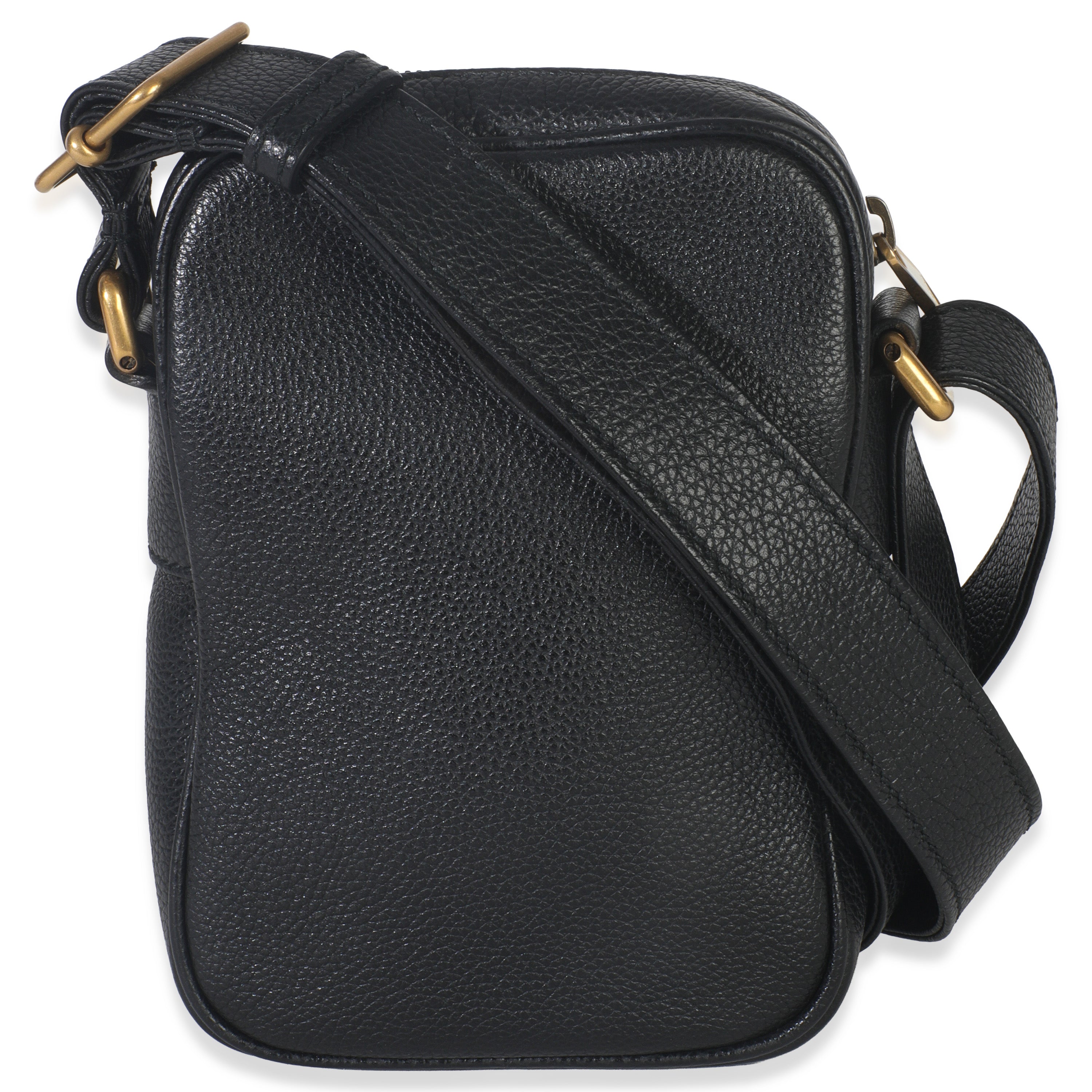 Black Pebbled Calfskin Vintage Logo Messenger Bag