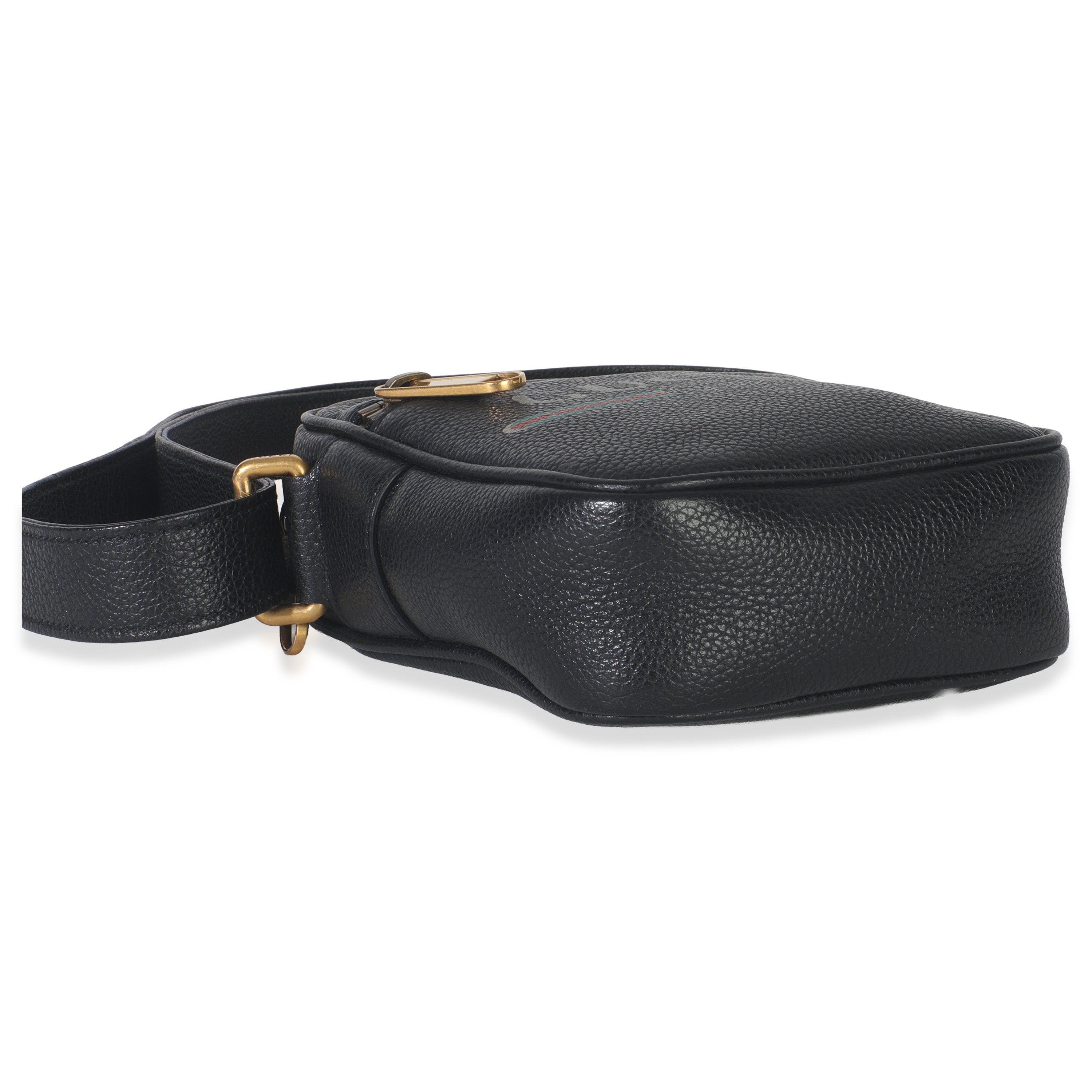 Black Pebbled Calfskin Vintage Logo Messenger Bag