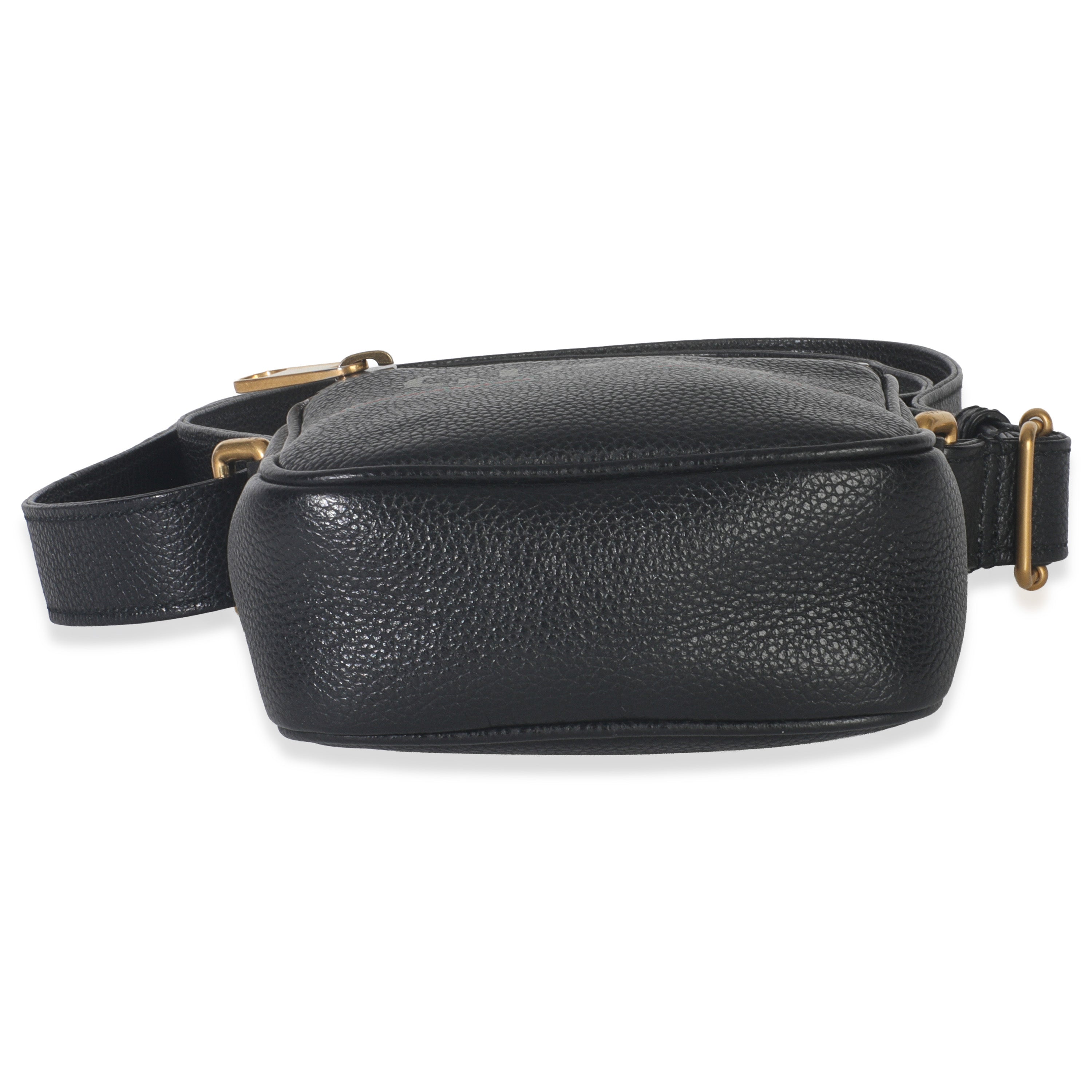 Black Pebbled Calfskin Vintage Logo Messenger Bag