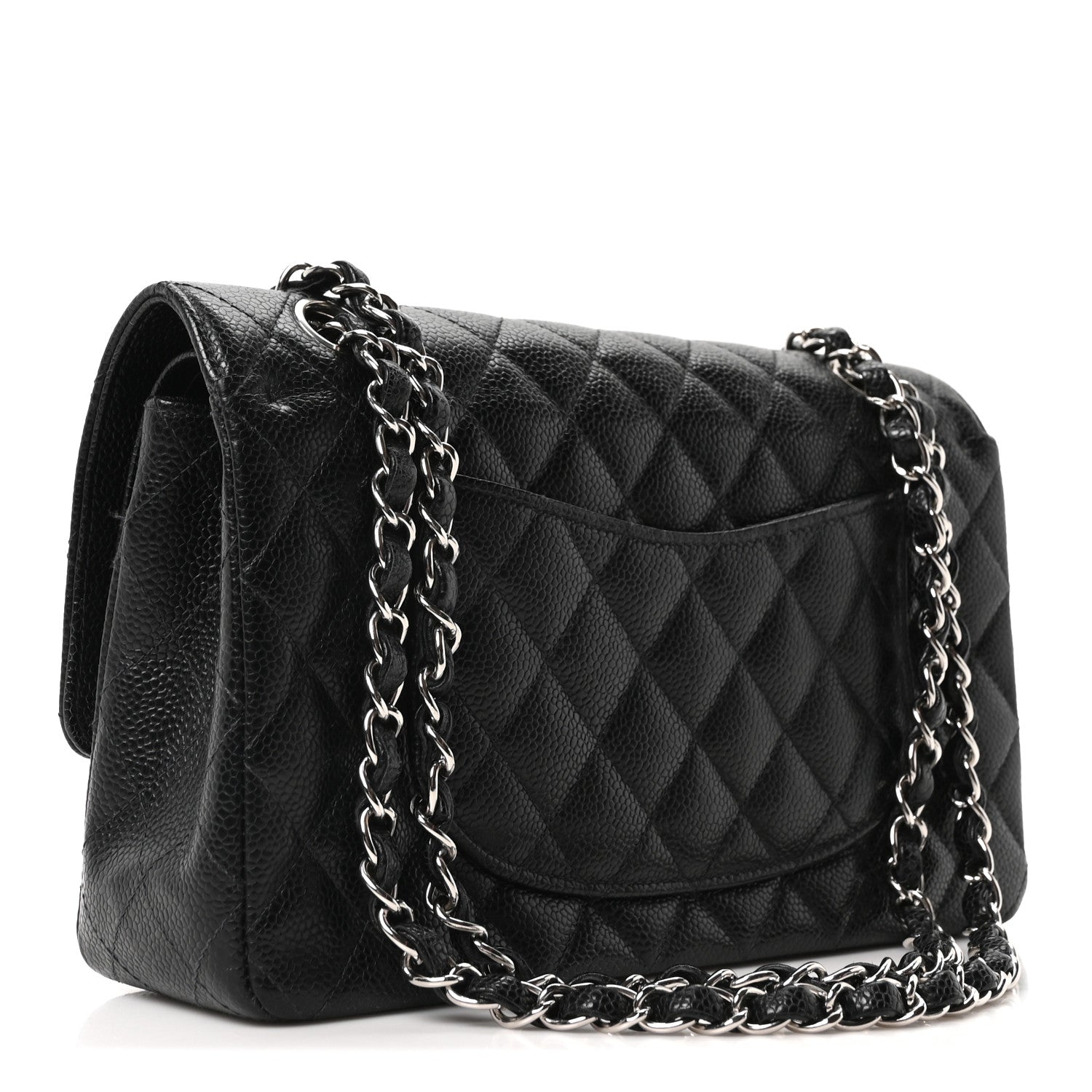 Caviar Quilted Medium Double Flap Black