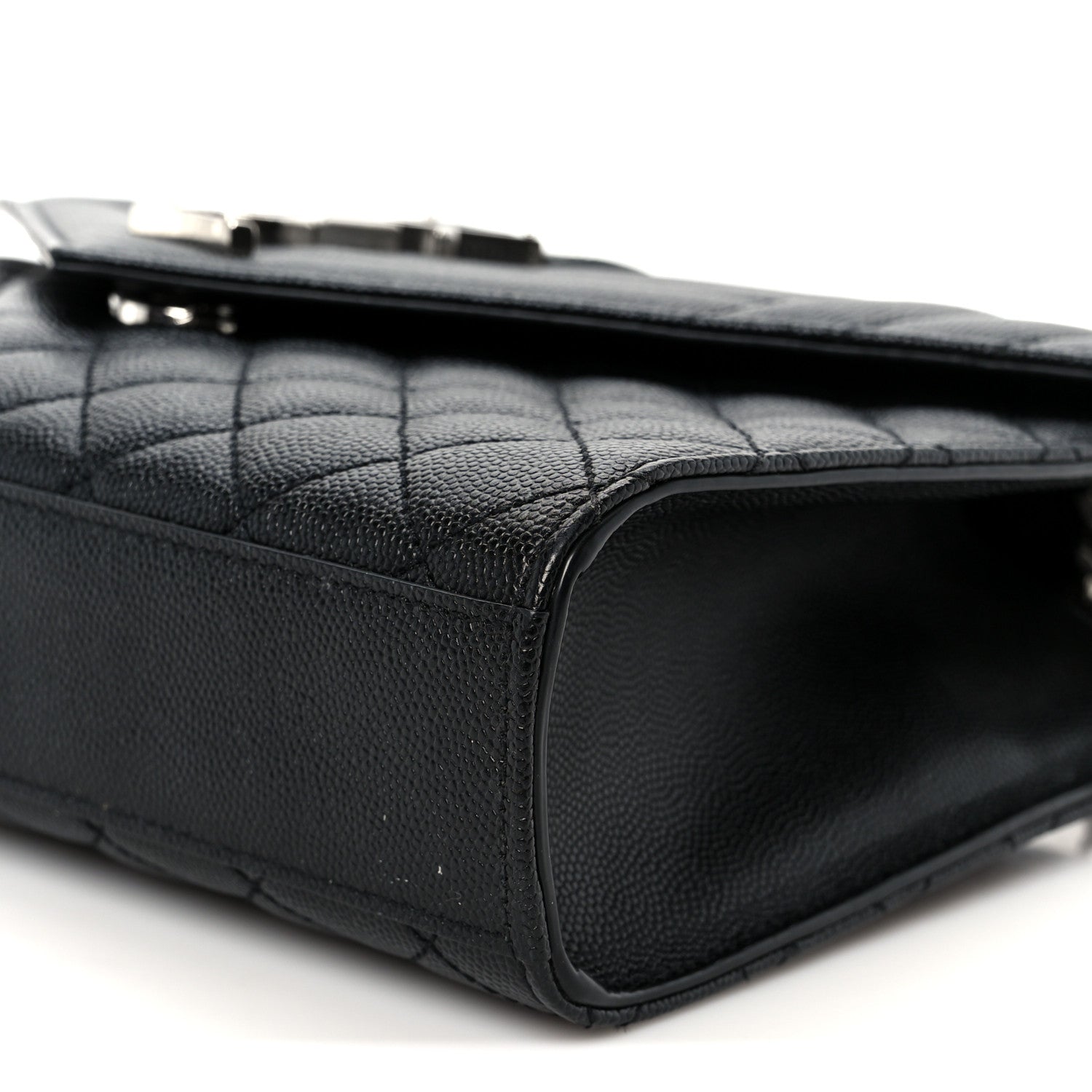 Grain De Poudre Textured Mixed Matelasse Triquilt Medium Monogram Satchel Black