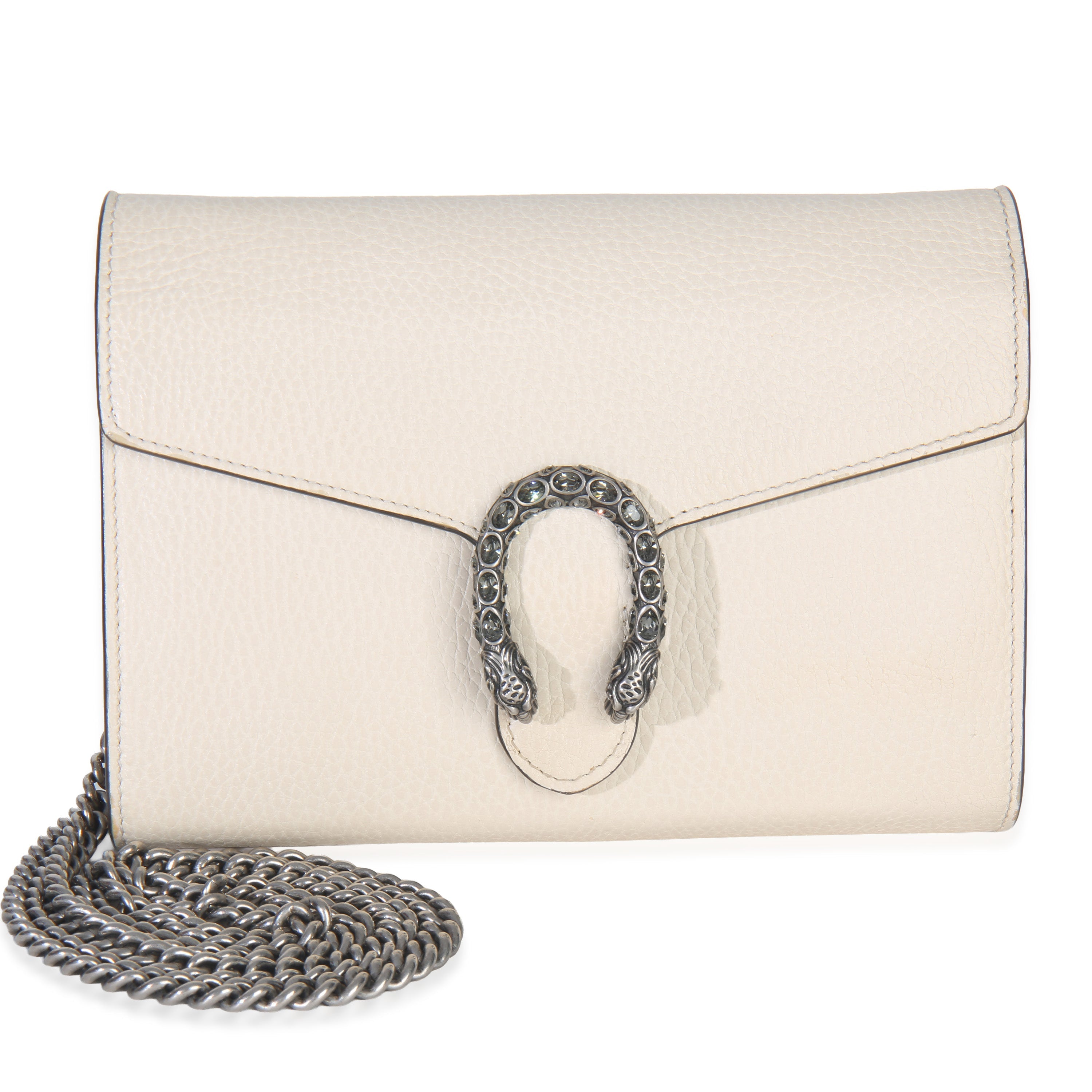 Mystic White Dollar Calfskin Mini Dionysus Chain Wallet