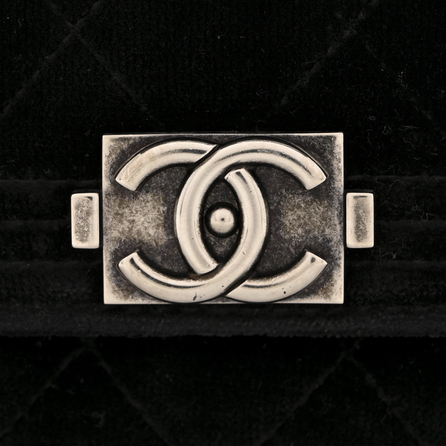 Velvet Quilted Boy Wallet On Chain WOC Black