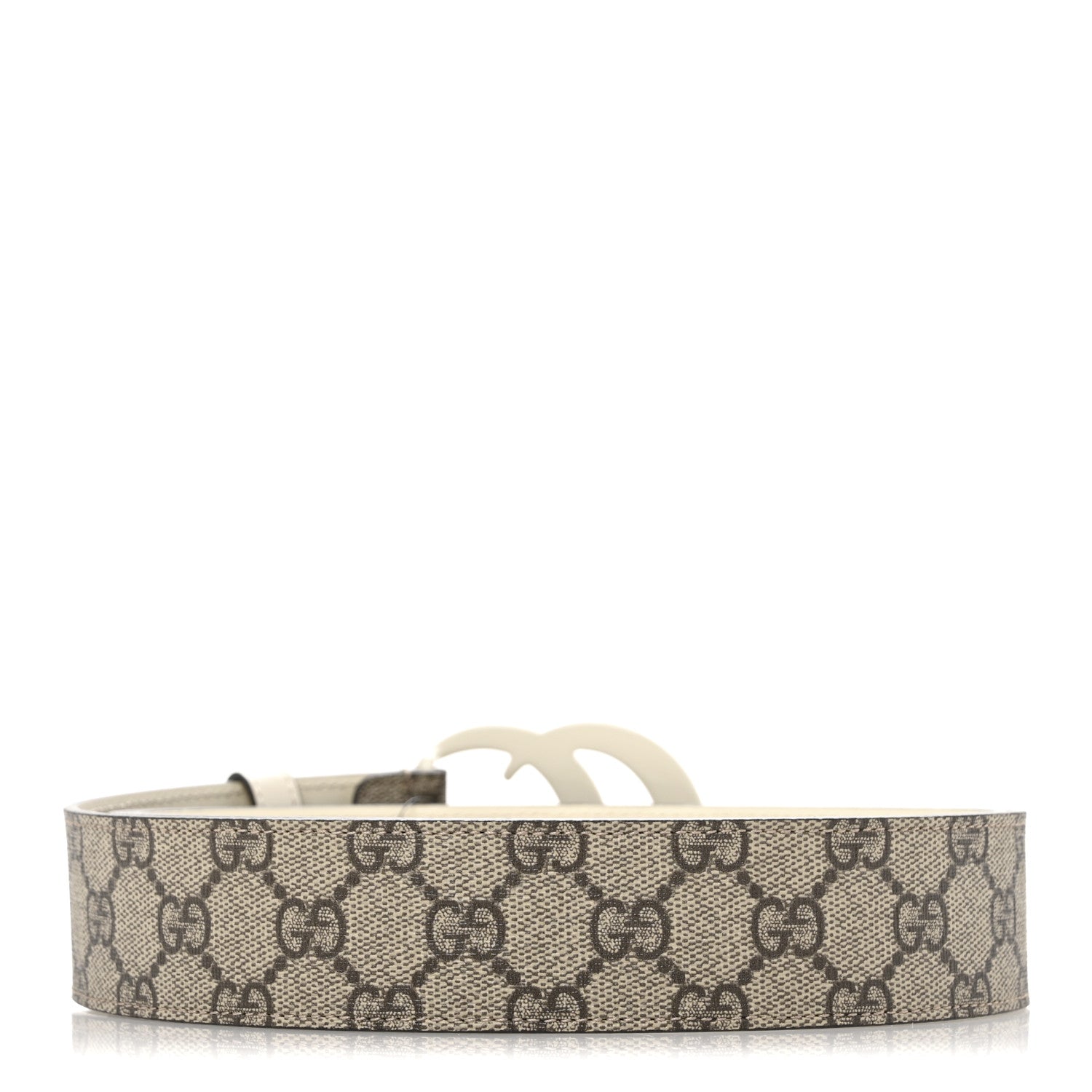 GG Supreme Monogram Plutone Calfskin Enamel Double G 40mm Belt 120 48 Beige Ebony Mystic White