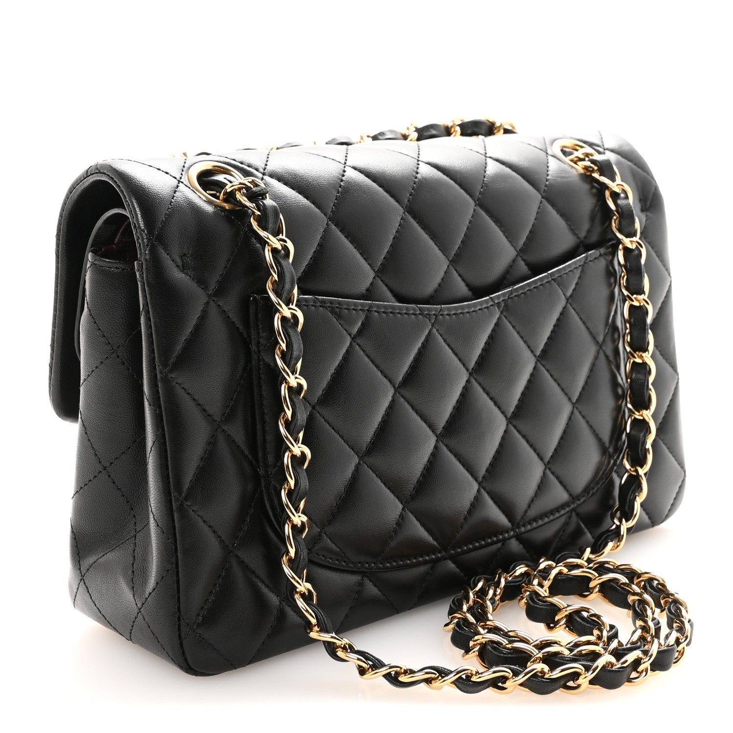 Lambskin Quilted Small Double Flap Black