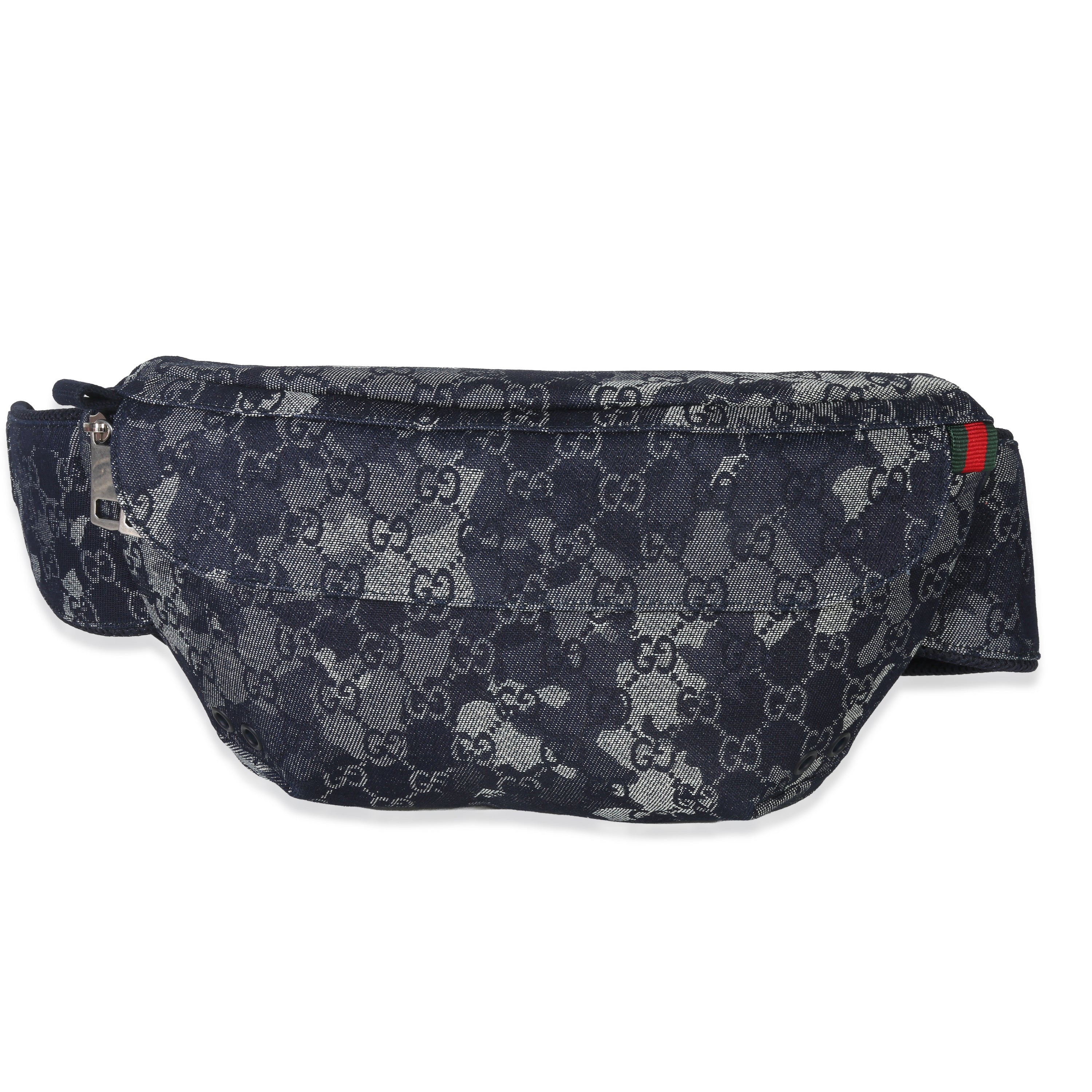 Navy GG Floral Canvas Belt Bag