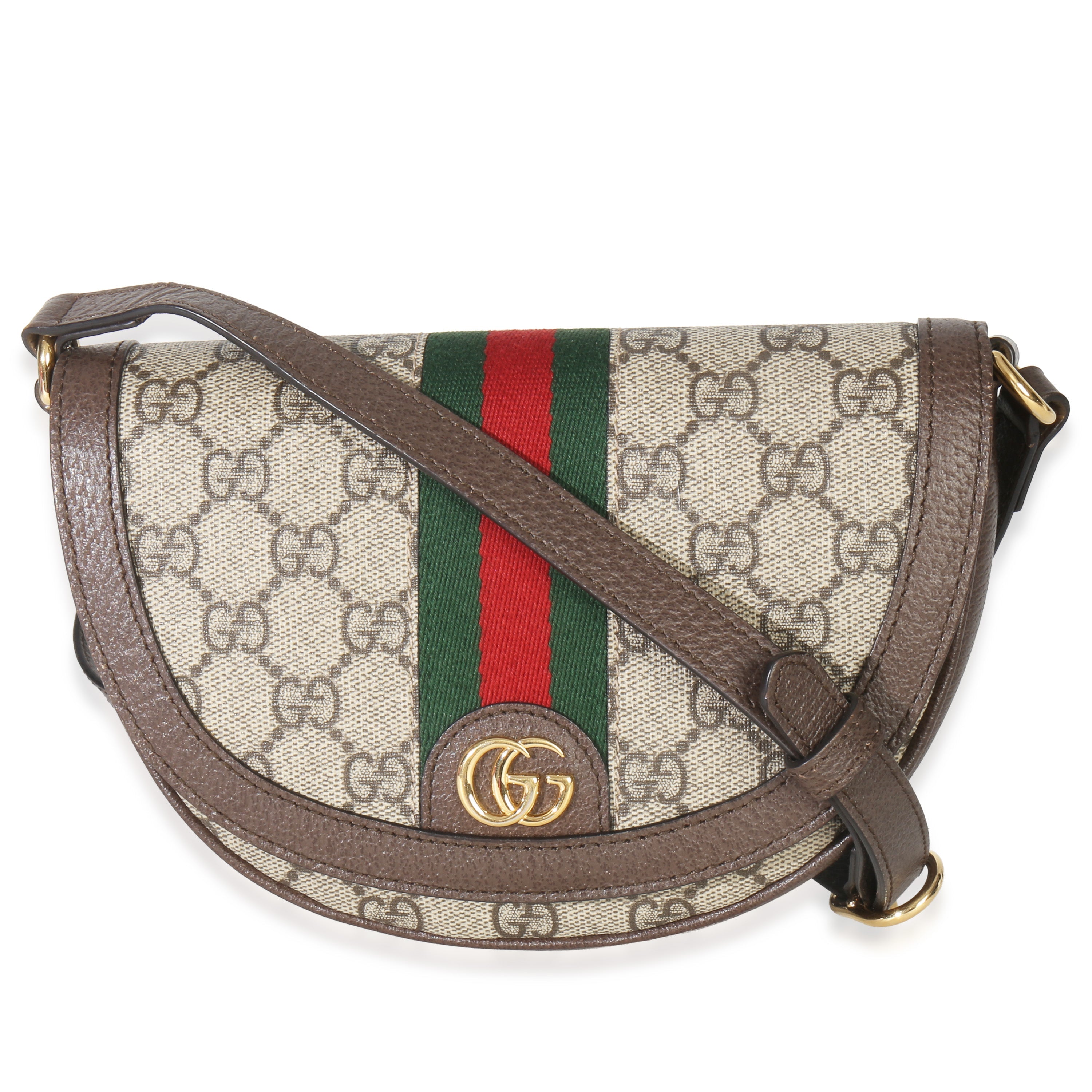 Beige GG Supreme Canvas Ophidia GG Curved Flap Bag