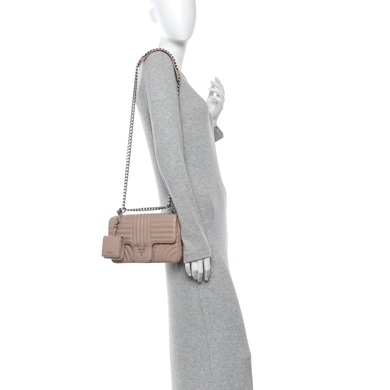 Soft Calfskin Impunture Diagramme Medium Chain Flap Shoulder Bag Cipria