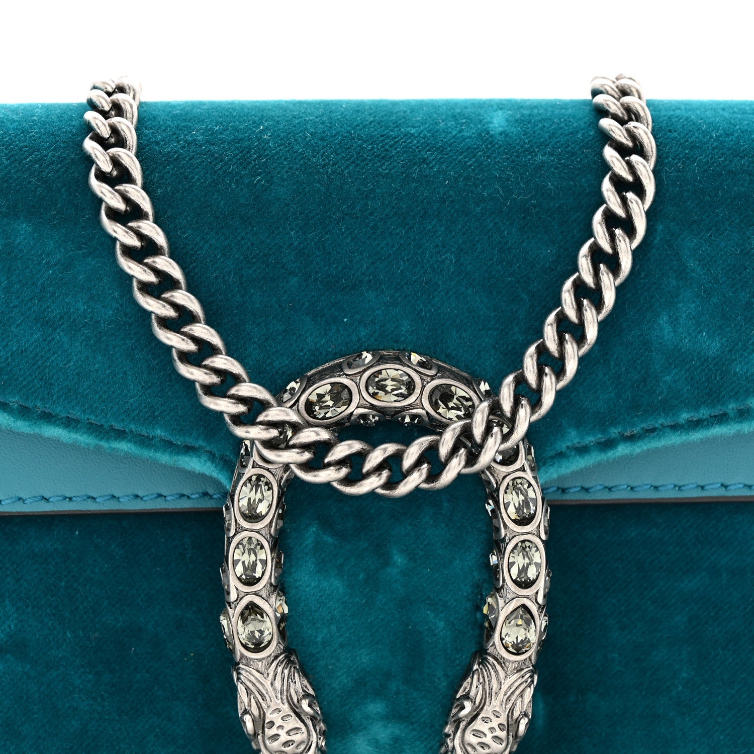 Velvet Super Mini Dionysus Shoulder Bag Pavone Cyan