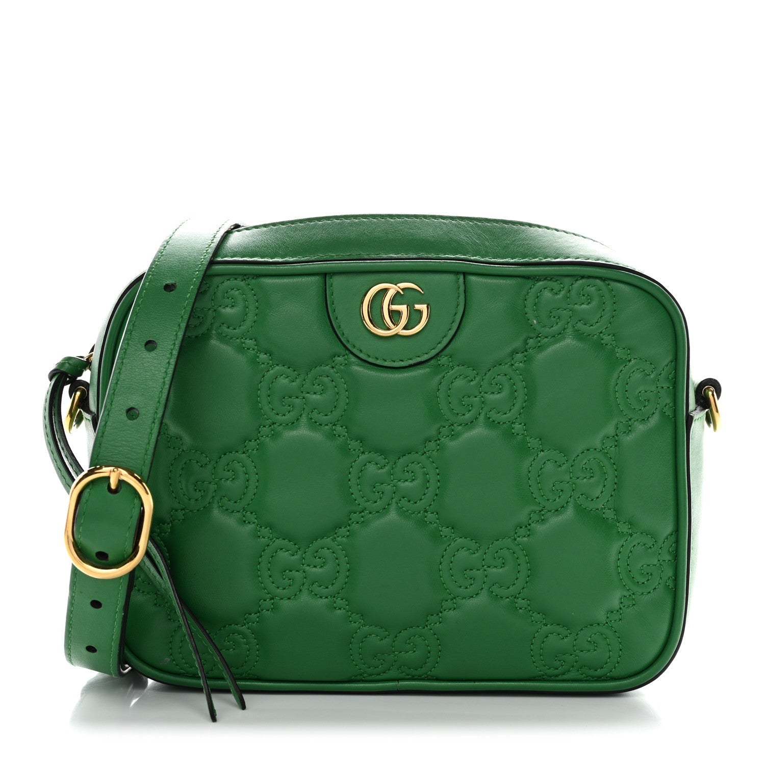 Calfskin GG Matelasse Shoulder Bag Spring Green Natural