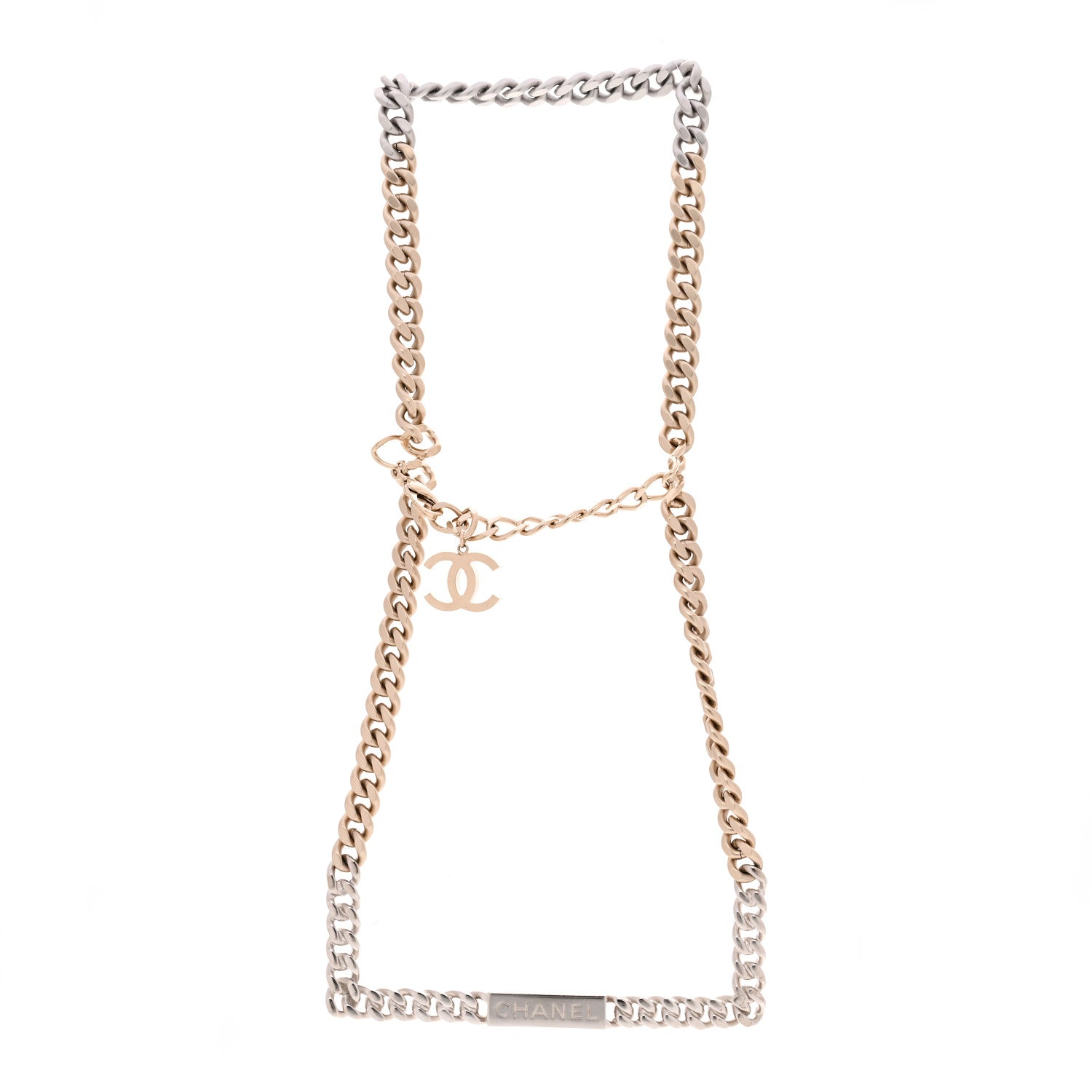 Oversized Chain Logo Short Necklace Silver Gold