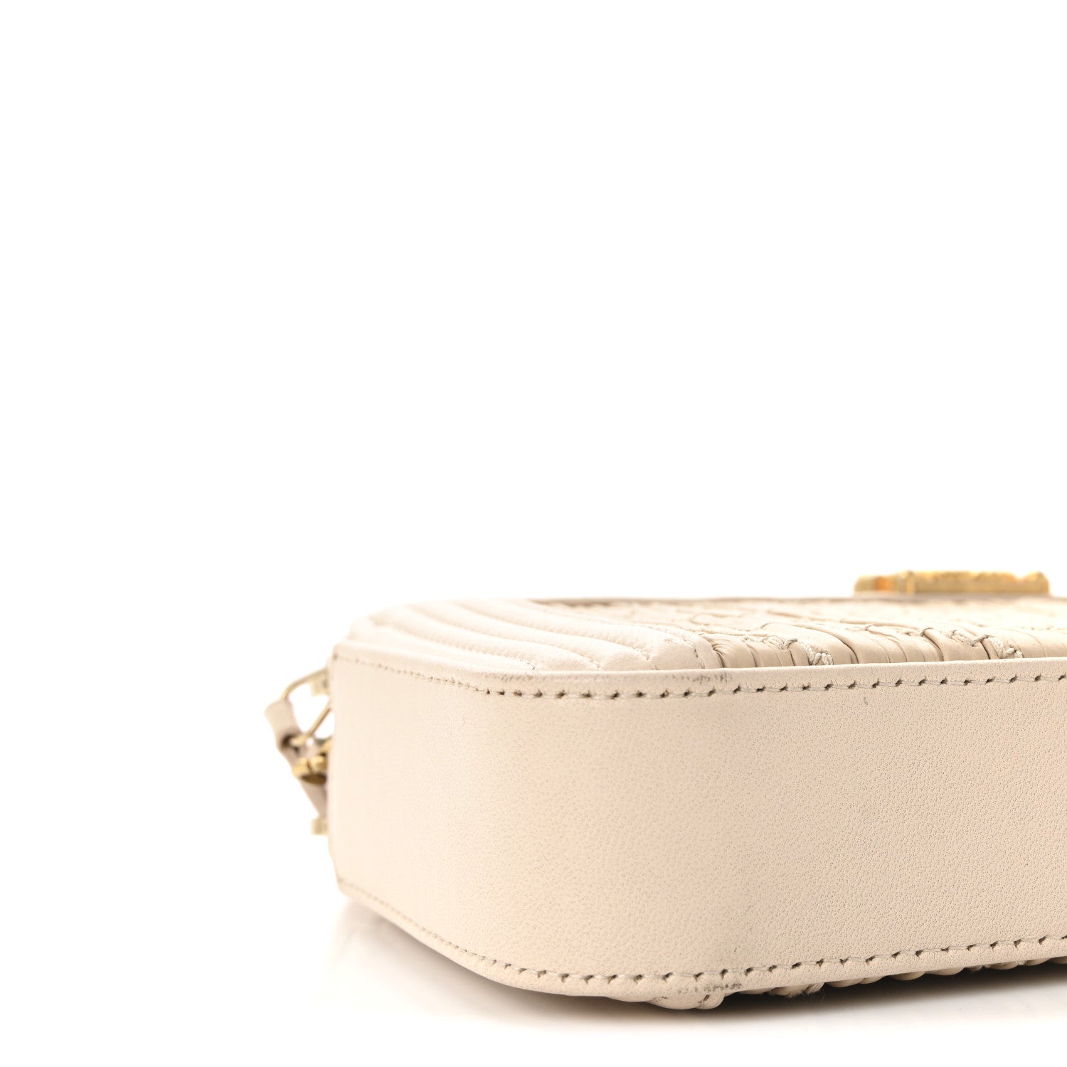 Crumpled Lambskin Chevron Quilted Pleated Small Boy Clutch With Chain Beige
