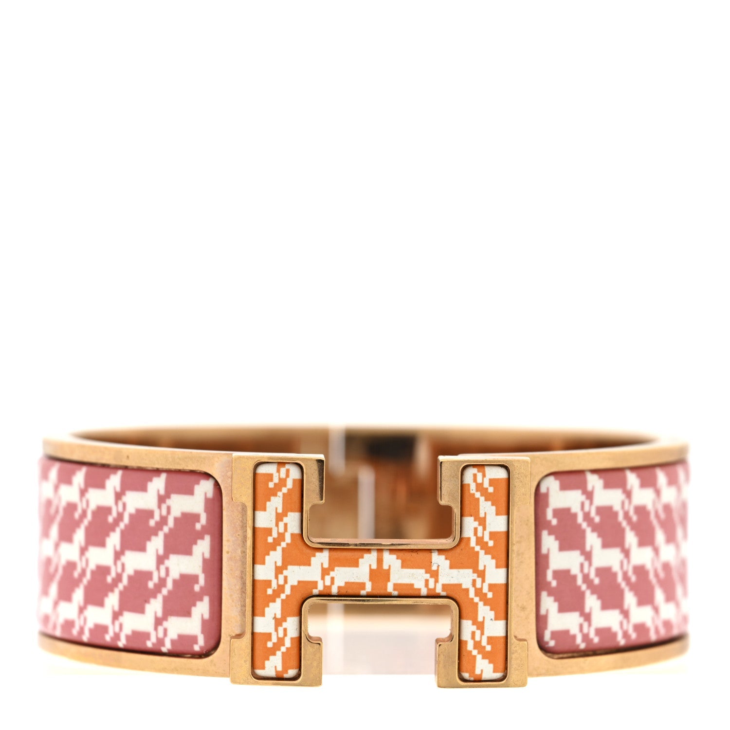 Enamel Cheval Pixel Wide Clic Clac H Bracelet PM Terre Orange