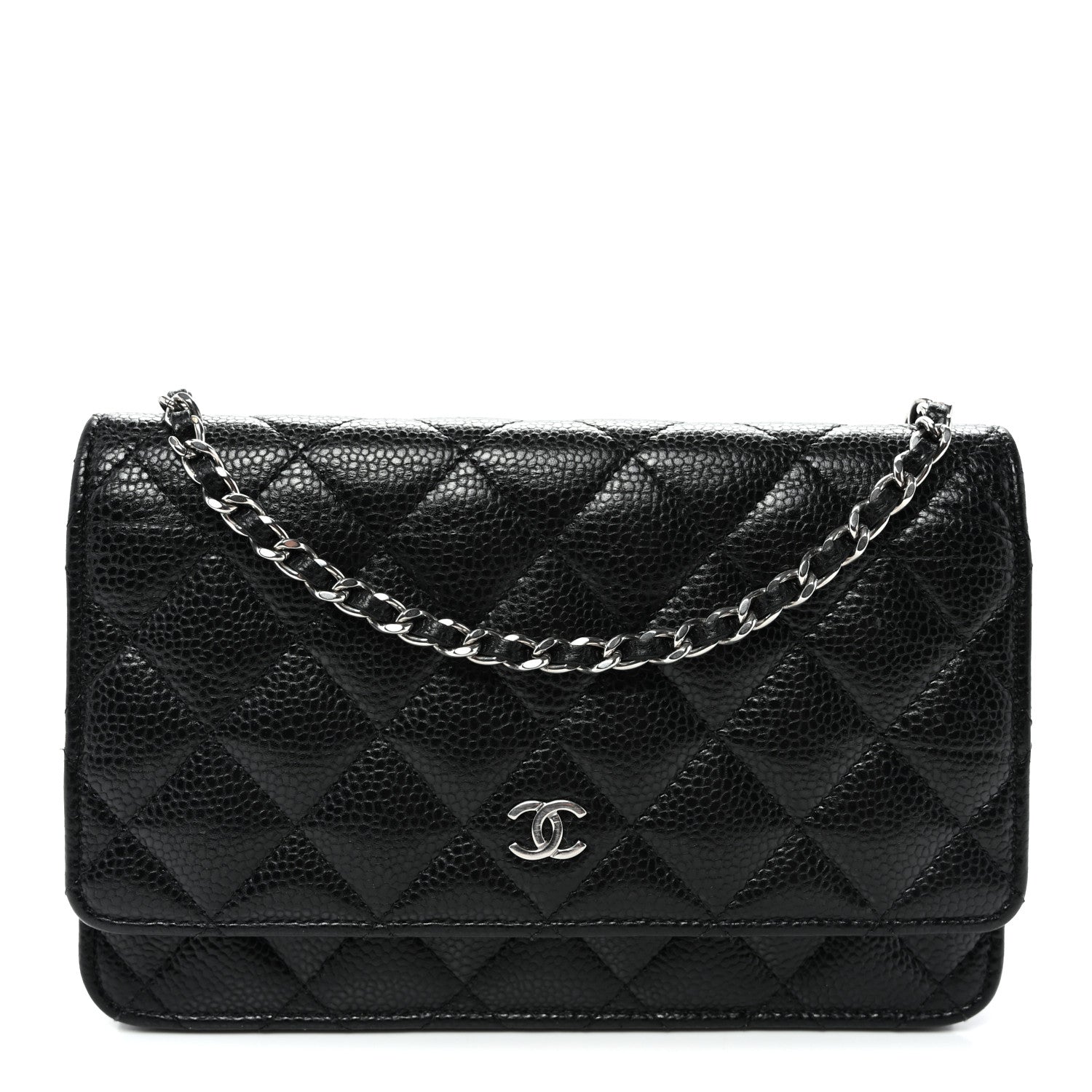 Caviar Quilted Wallet on Chain WOC Black